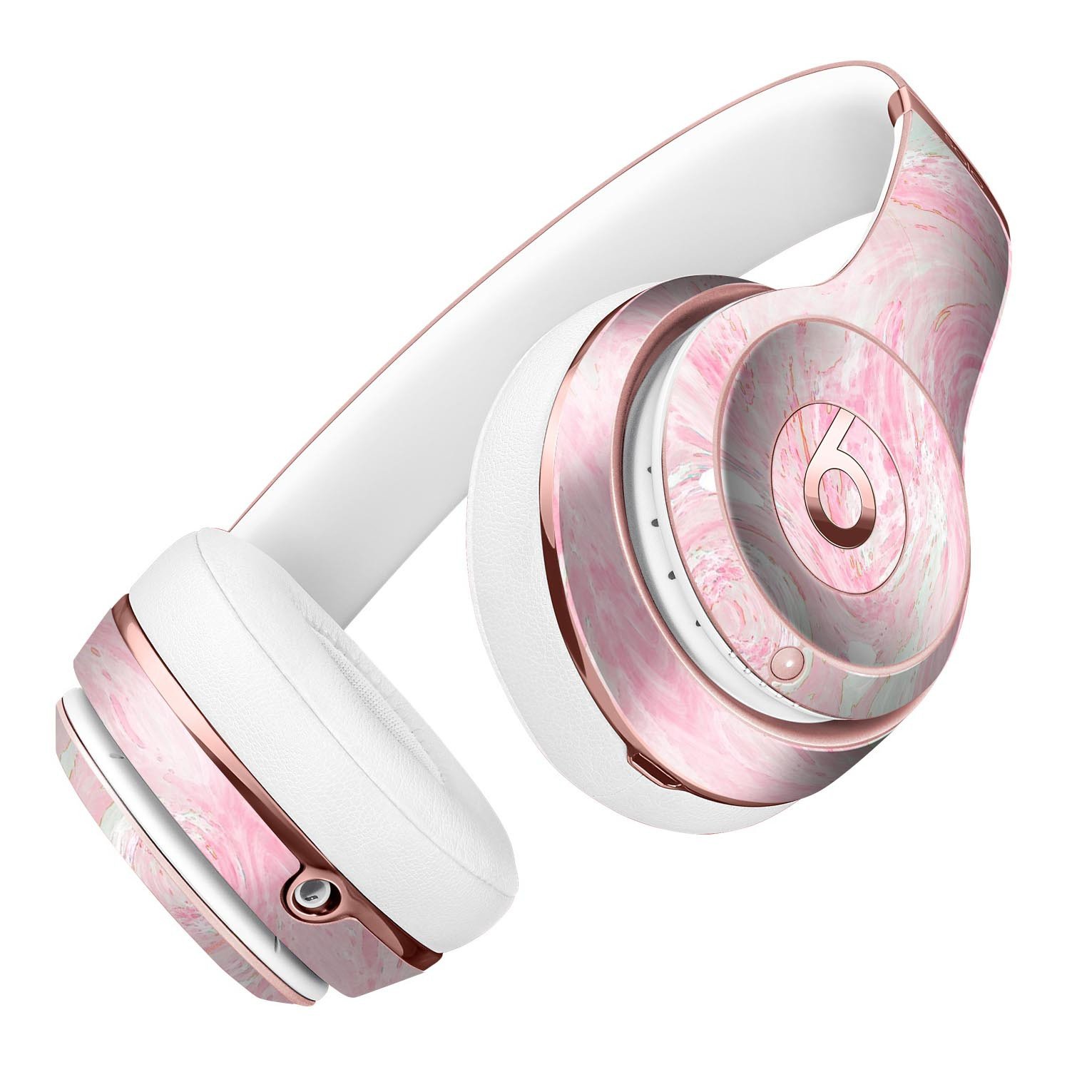 Pink and Teal Slate Marble Skin Kit for Beats by Dre Solo 3 Wireless Headphones, showcasing vibrant colors and sleek design.