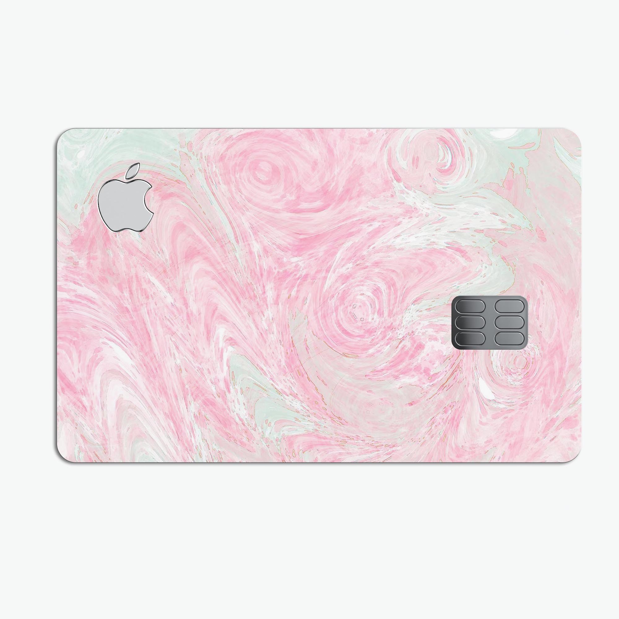 Pink and Teal Slate Marble Surface decal skin for Apple Card, showcasing a stylish design with premium protective features.