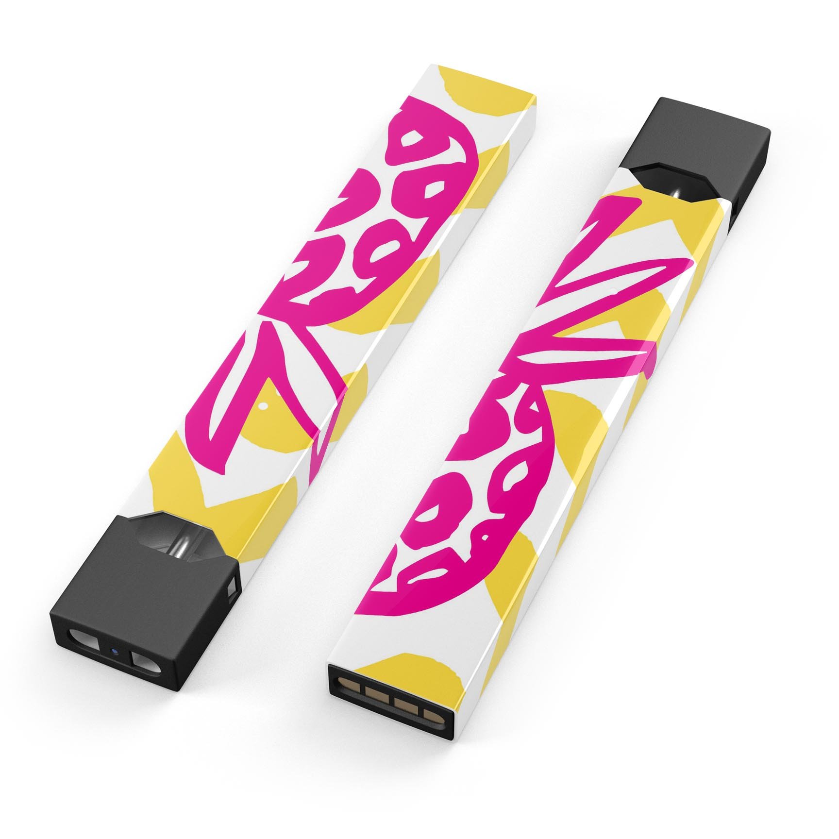 Pink and Yellow Pineapple skin-wrap sticker designed for JUUL vaping device, showcasing vibrant colors and precise cut.
