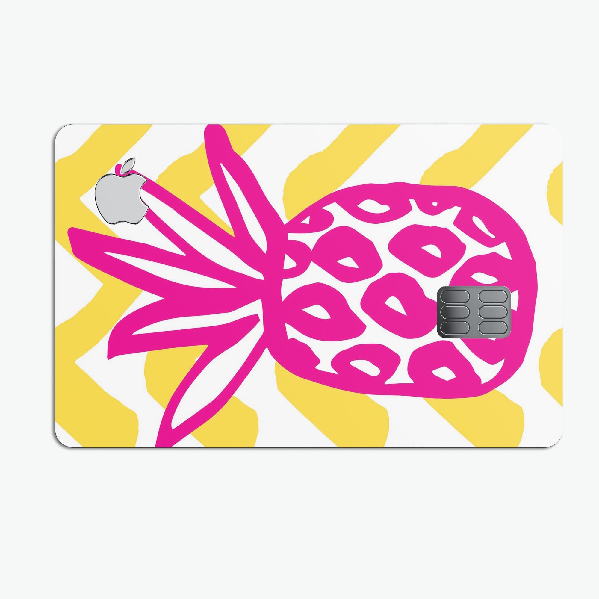 Pink and Yellow Pineapple decal skin for Apple Card, showcasing vibrant colors and premium vinyl material.