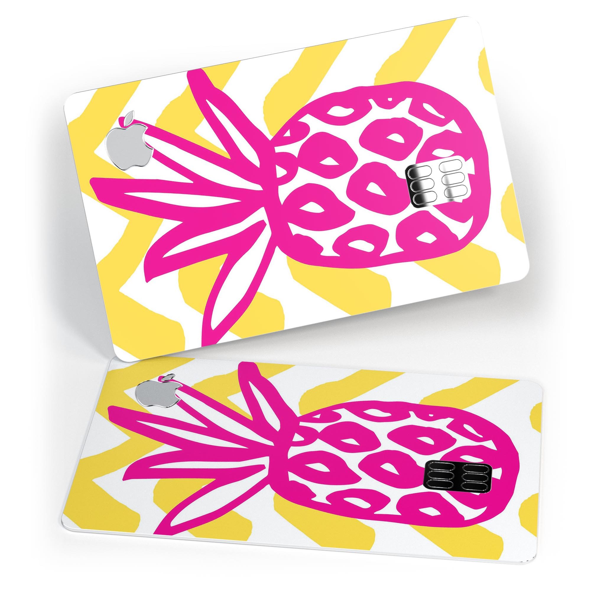 Pink and Yellow Pineapple decal skin for Apple Card, showcasing vibrant colors and premium vinyl material.