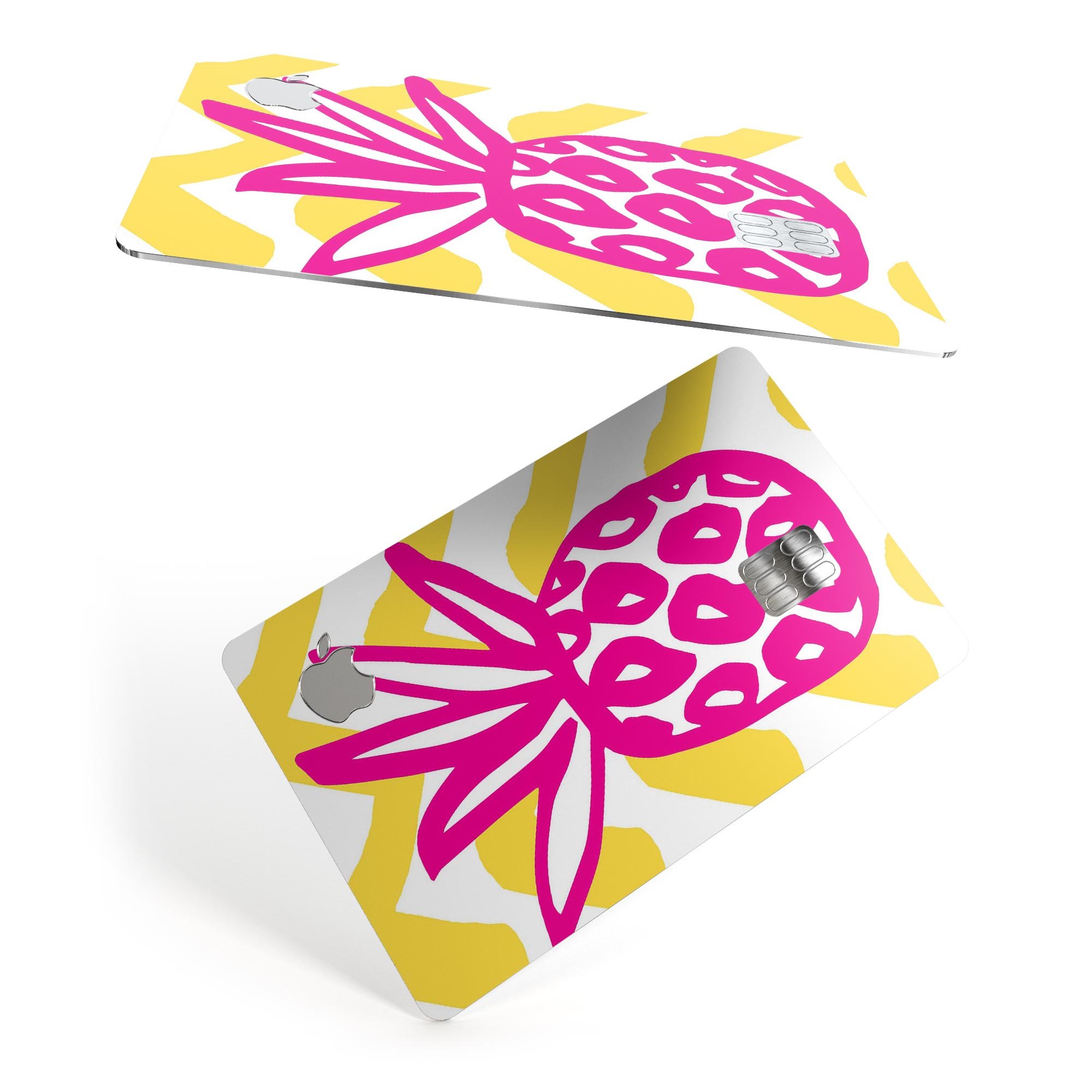 Pink and Yellow Pineapple decal skin for Apple Card, showcasing vibrant colors and premium vinyl material.