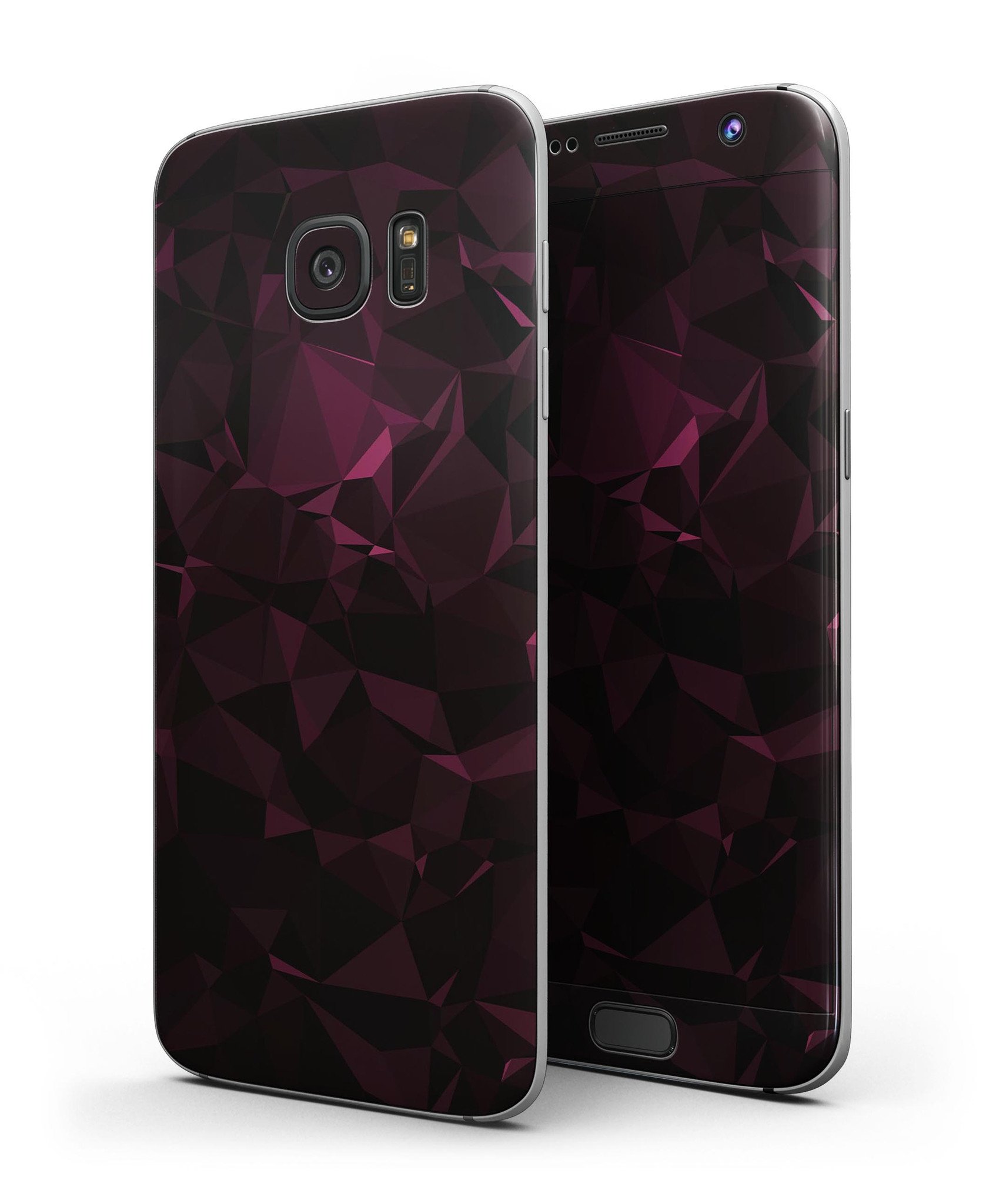 Pink Geometric V11 Full Body Skin-Kit for Samsung Galaxy S7, showcasing vibrant geometric patterns and premium vinyl material.