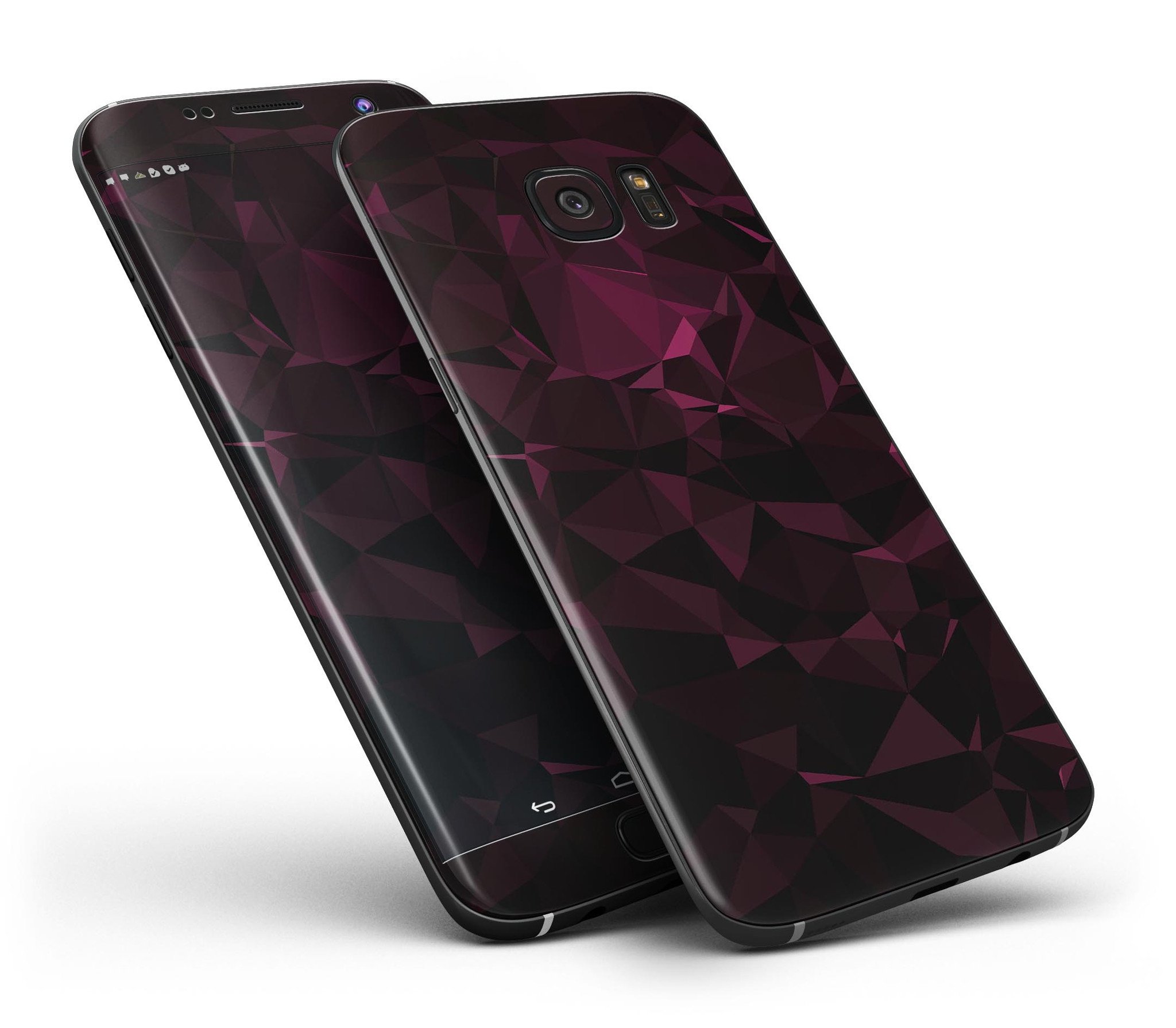 Pink Geometric V11 Full Body Skin-Kit for Samsung Galaxy S7, showcasing vibrant geometric patterns and premium vinyl material.
