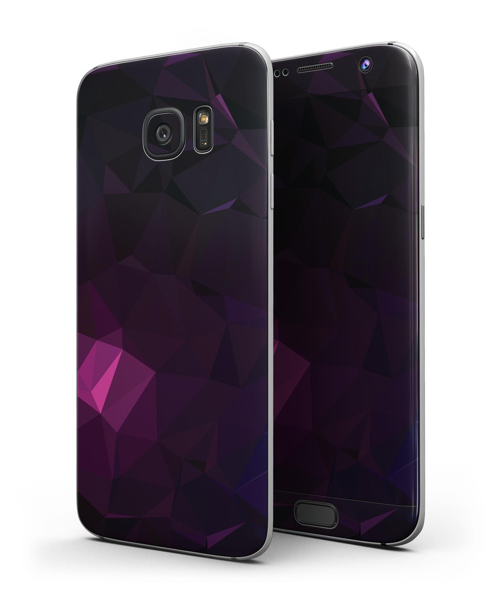 Pink Geometric V10 Full Body Skin-Kit for Samsung Galaxy S7, showcasing vibrant geometric patterns and premium vinyl material.