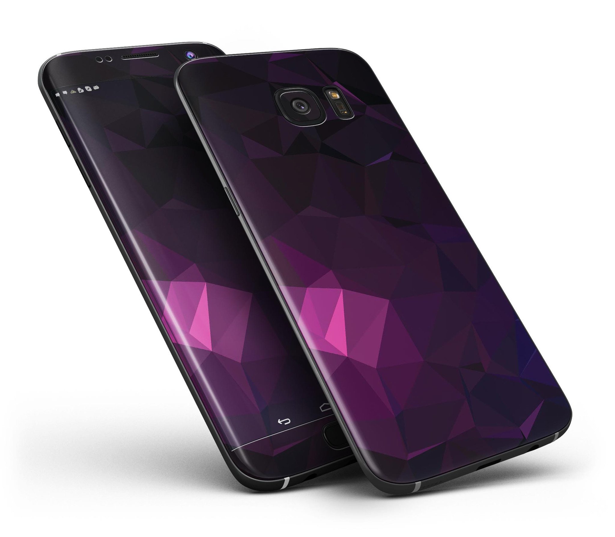 Pink Geometric V10 Full Body Skin-Kit for Samsung Galaxy S7, showcasing vibrant geometric patterns and premium vinyl material.