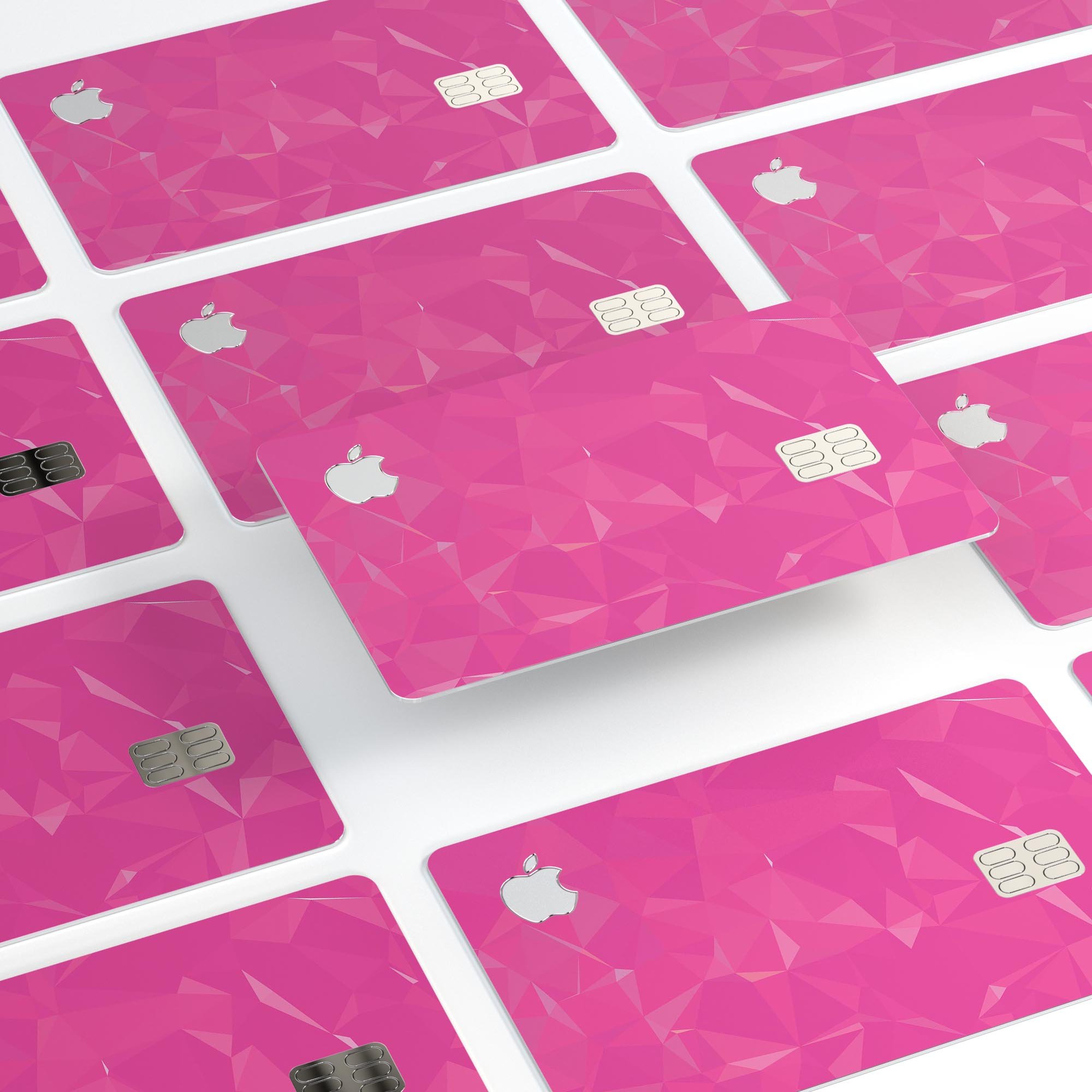 Pink Geometric V15 decal skin for Apple Card, showcasing a vibrant geometric design on premium vinyl.