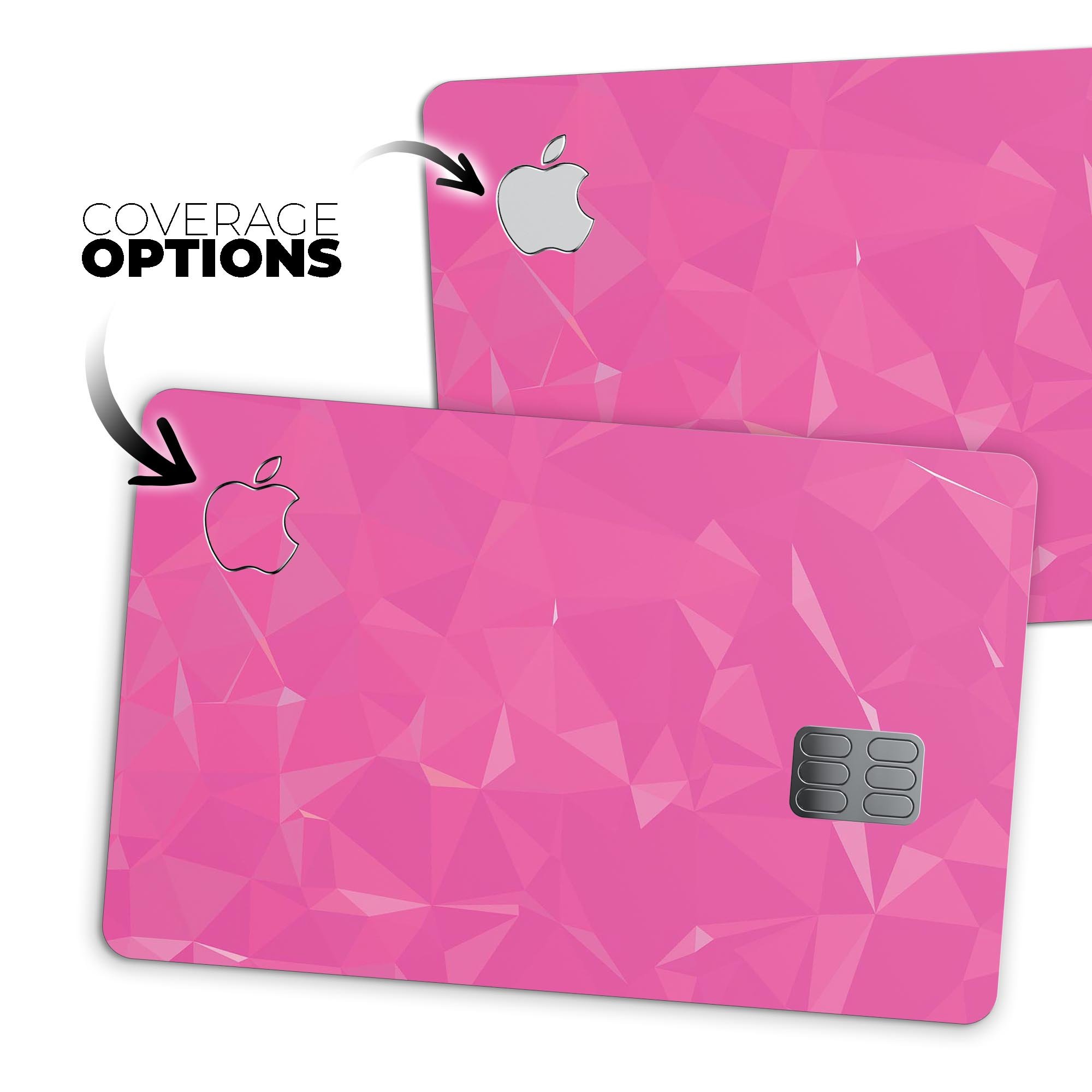 Pink Geometric V15 decal skin for Apple Card, showcasing a vibrant geometric design on premium vinyl.
