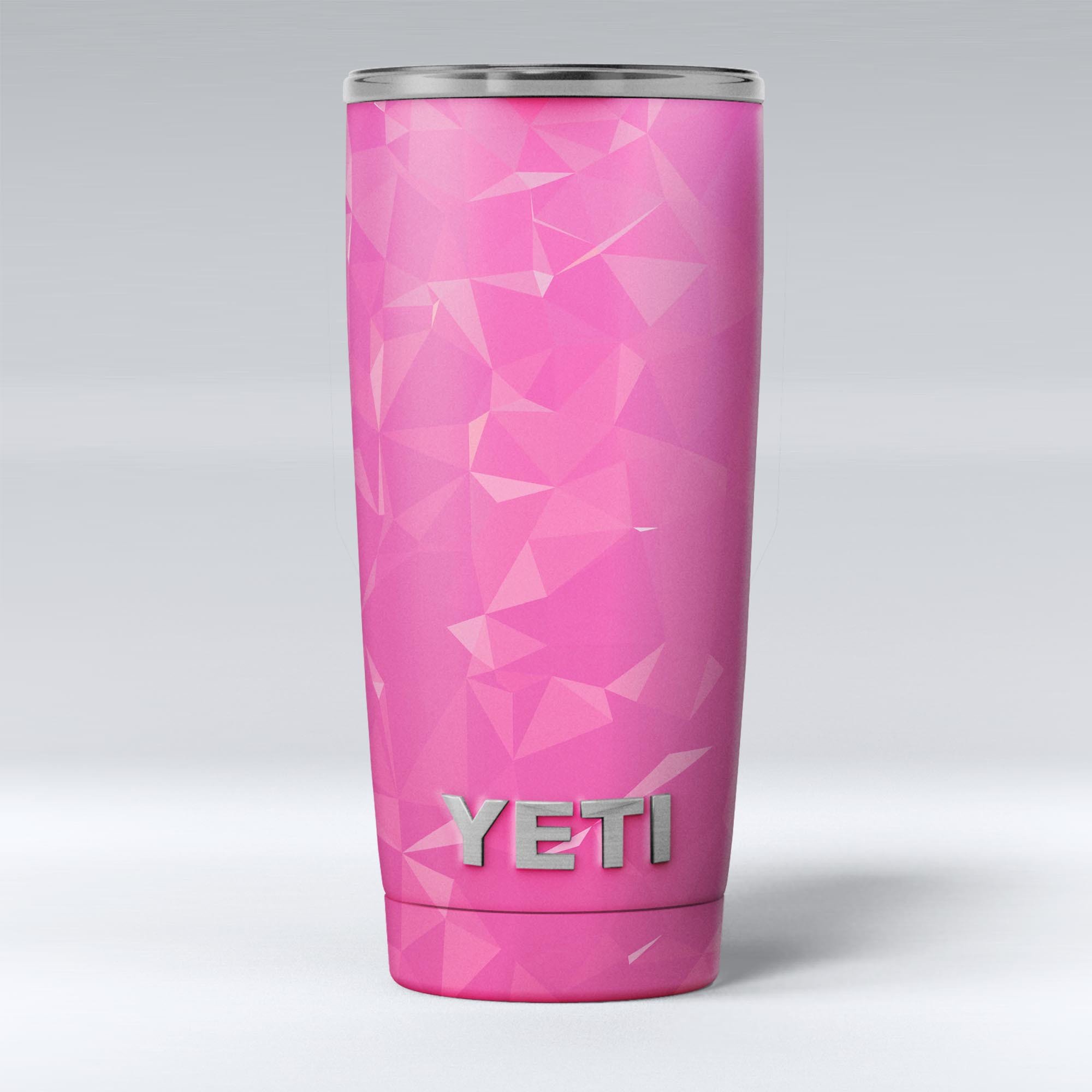 Pink Geometric V15 skin decal vinyl wrap kit for Yeti Cooler, showcasing vibrant geometric patterns and premium vinyl material.