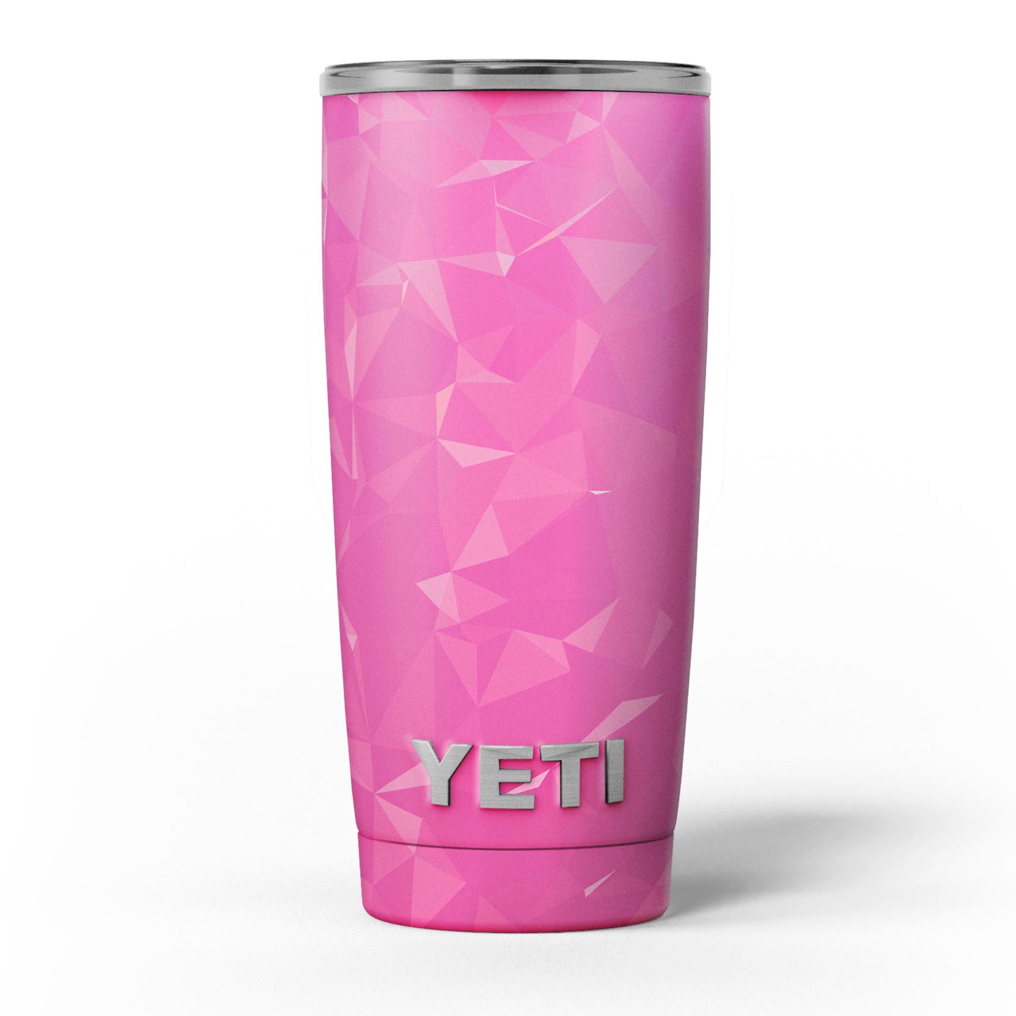 Pink Geometric V15 skin decal vinyl wrap kit for Yeti Cooler, showcasing vibrant geometric patterns and premium vinyl material.