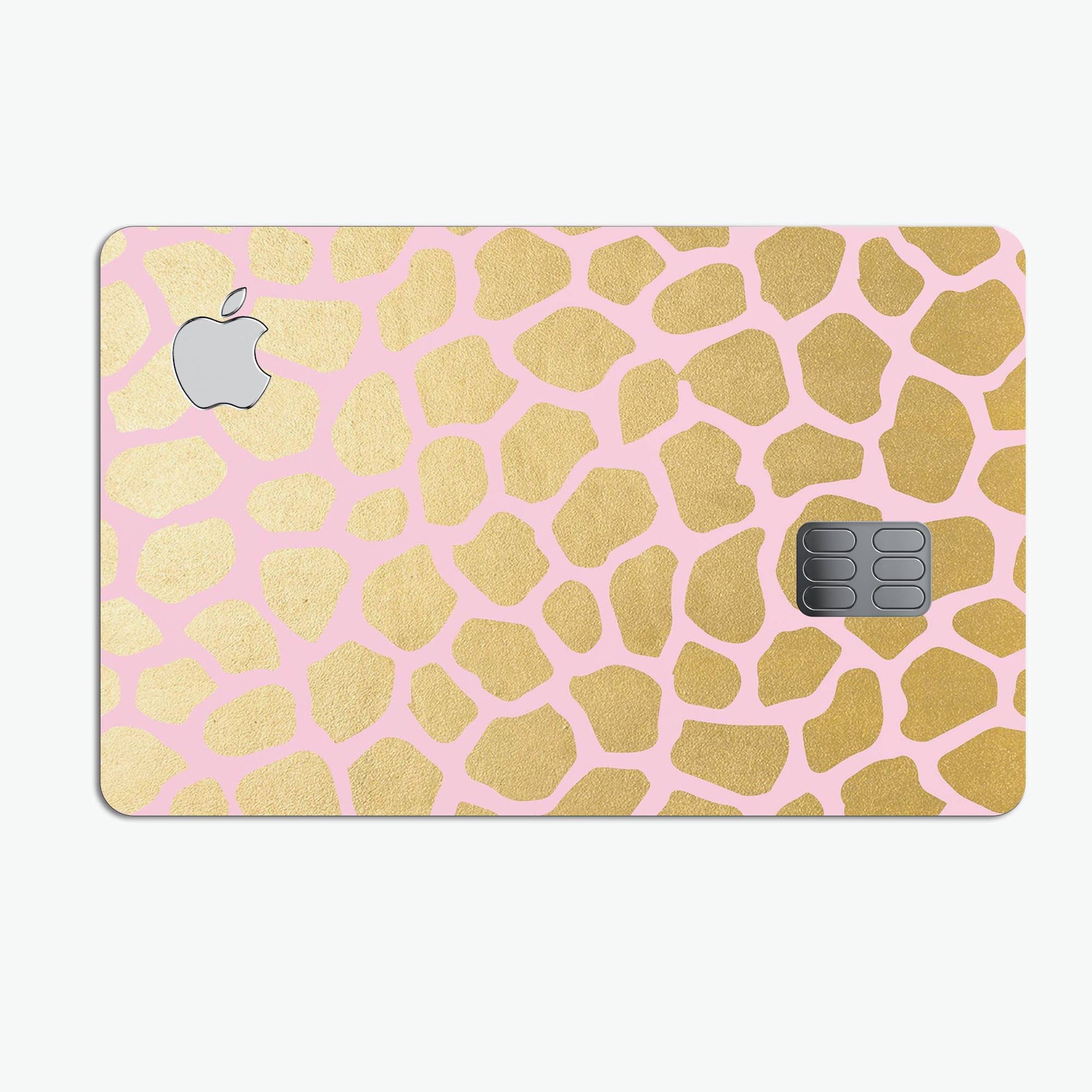 Pink Gold Flaked Animal v1 decal skin-kit for Apple Card, showcasing premium vinyl design and protective features.