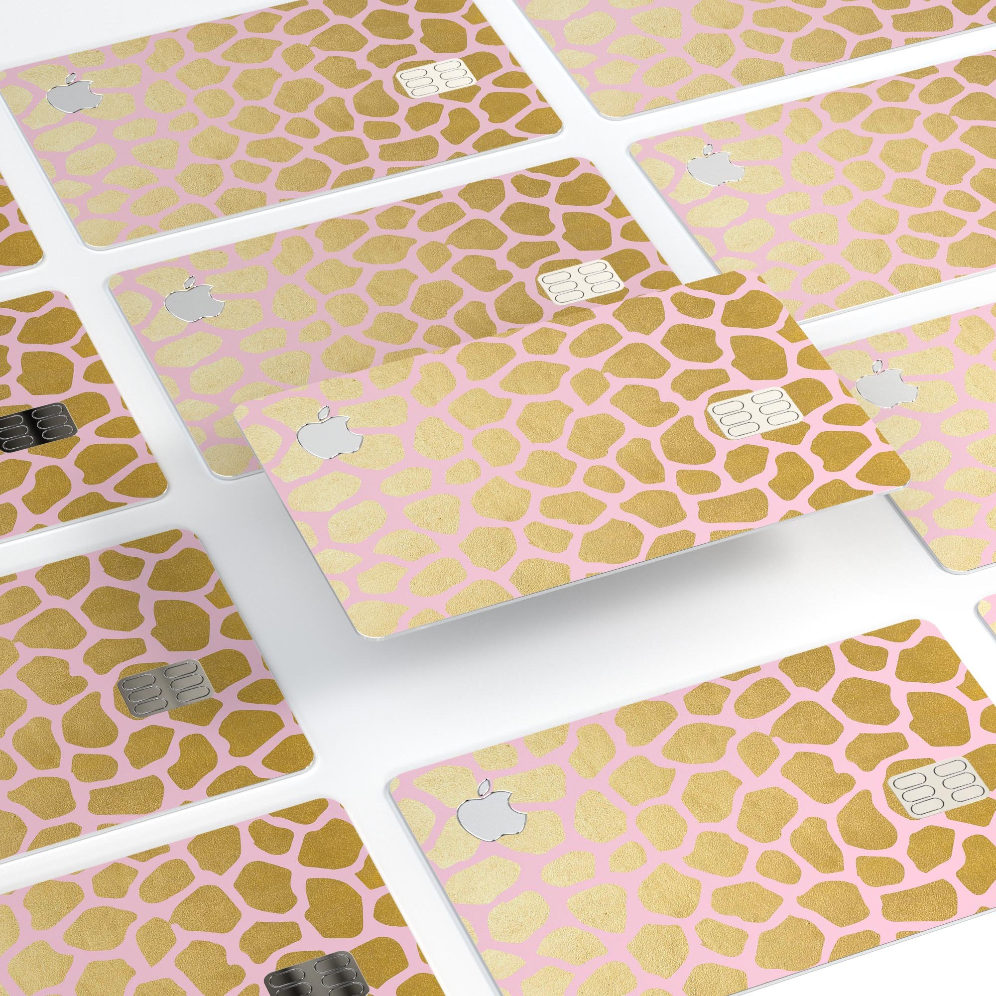 Pink Gold Flaked Animal v1 decal skin-kit for Apple Card, showcasing premium vinyl design and protective features.