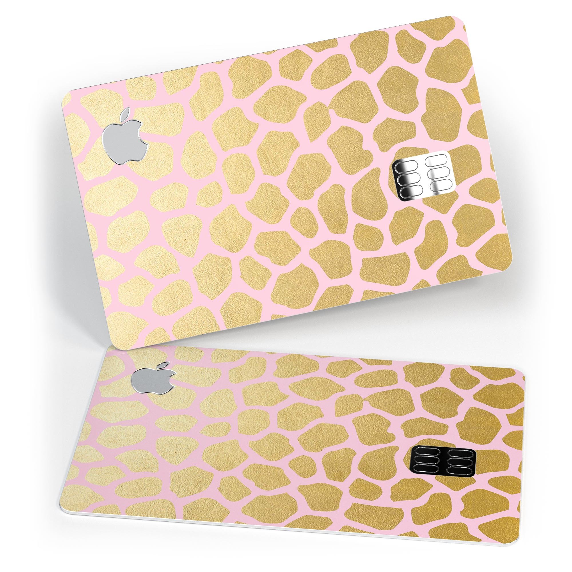 Pink Gold Flaked Animal v1 decal skin-kit for Apple Card, showcasing premium vinyl design and protective features.