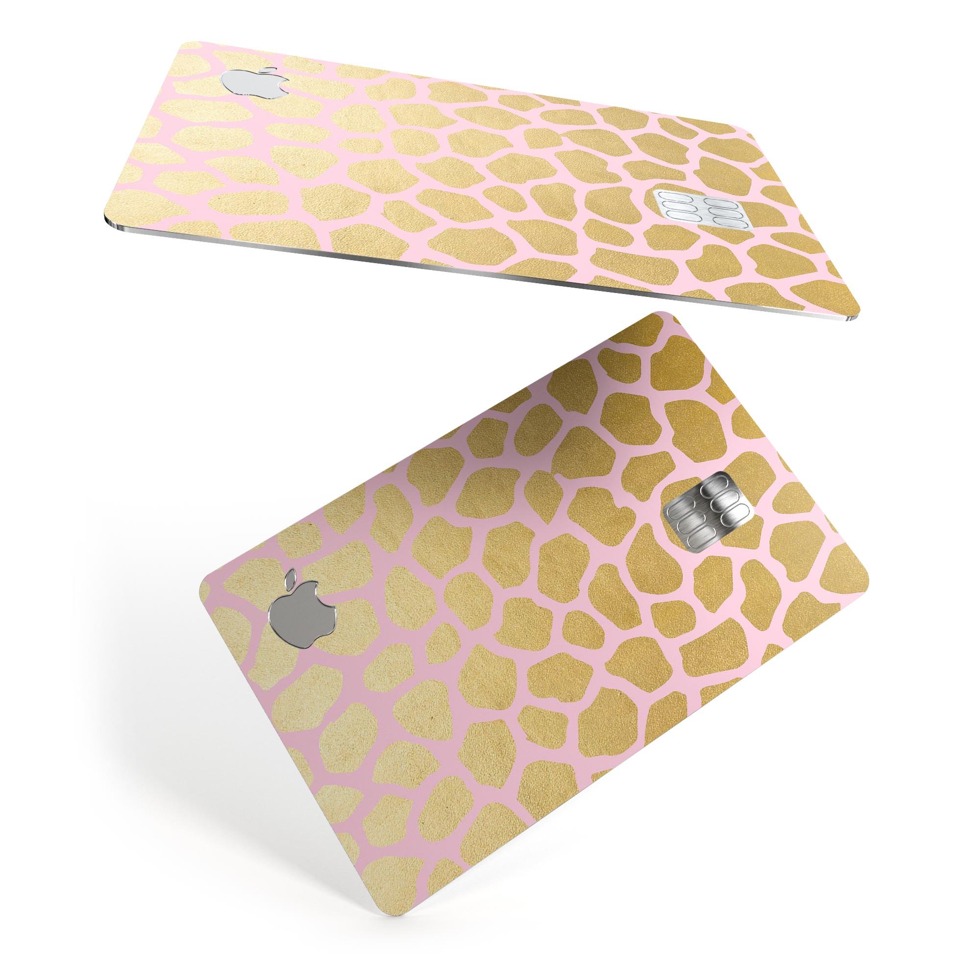 Pink Gold Flaked Animal v1 decal skin-kit for Apple Card, showcasing premium vinyl design and protective features.