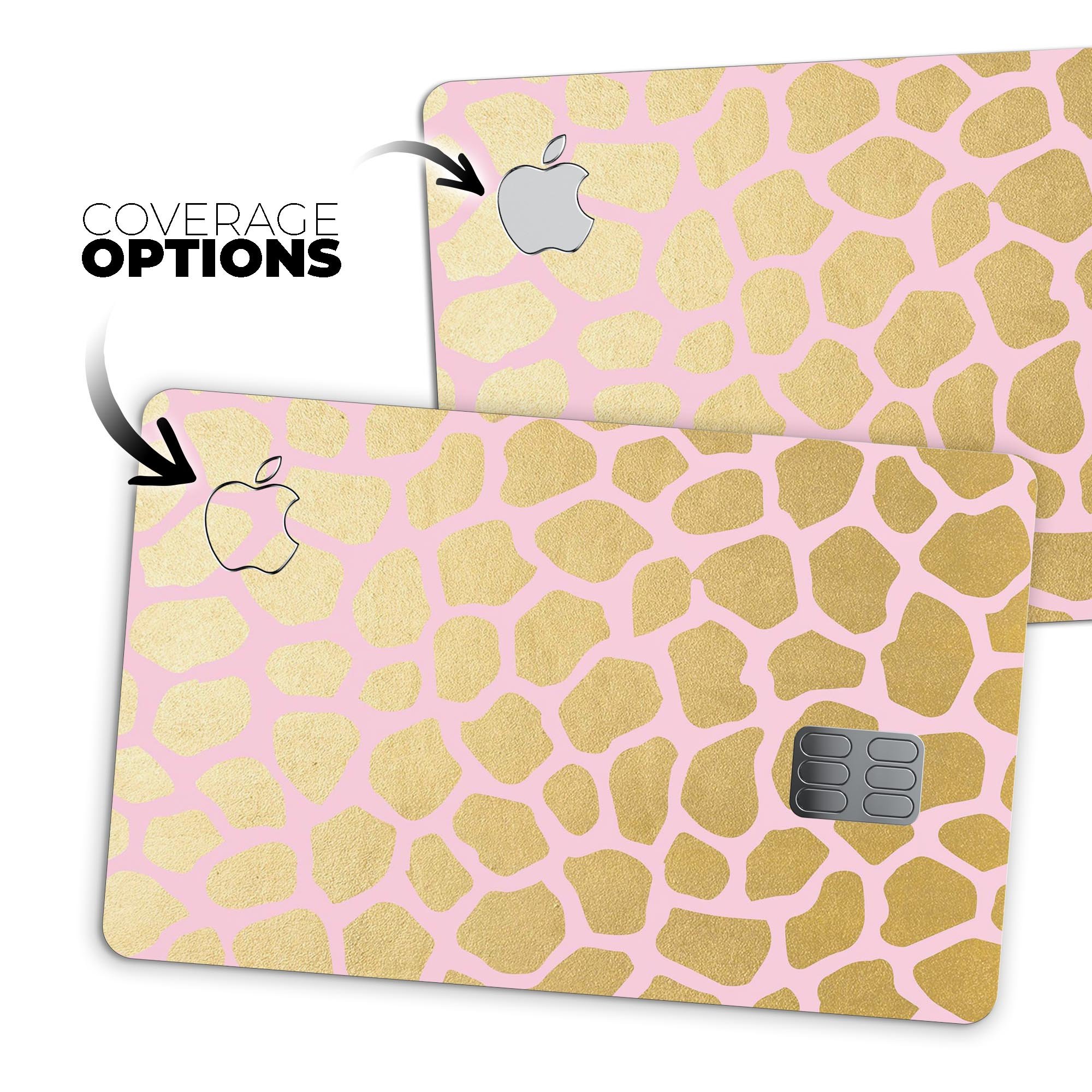 Pink Gold Flaked Animal v1 decal skin-kit for Apple Card, showcasing premium vinyl design and protective features.