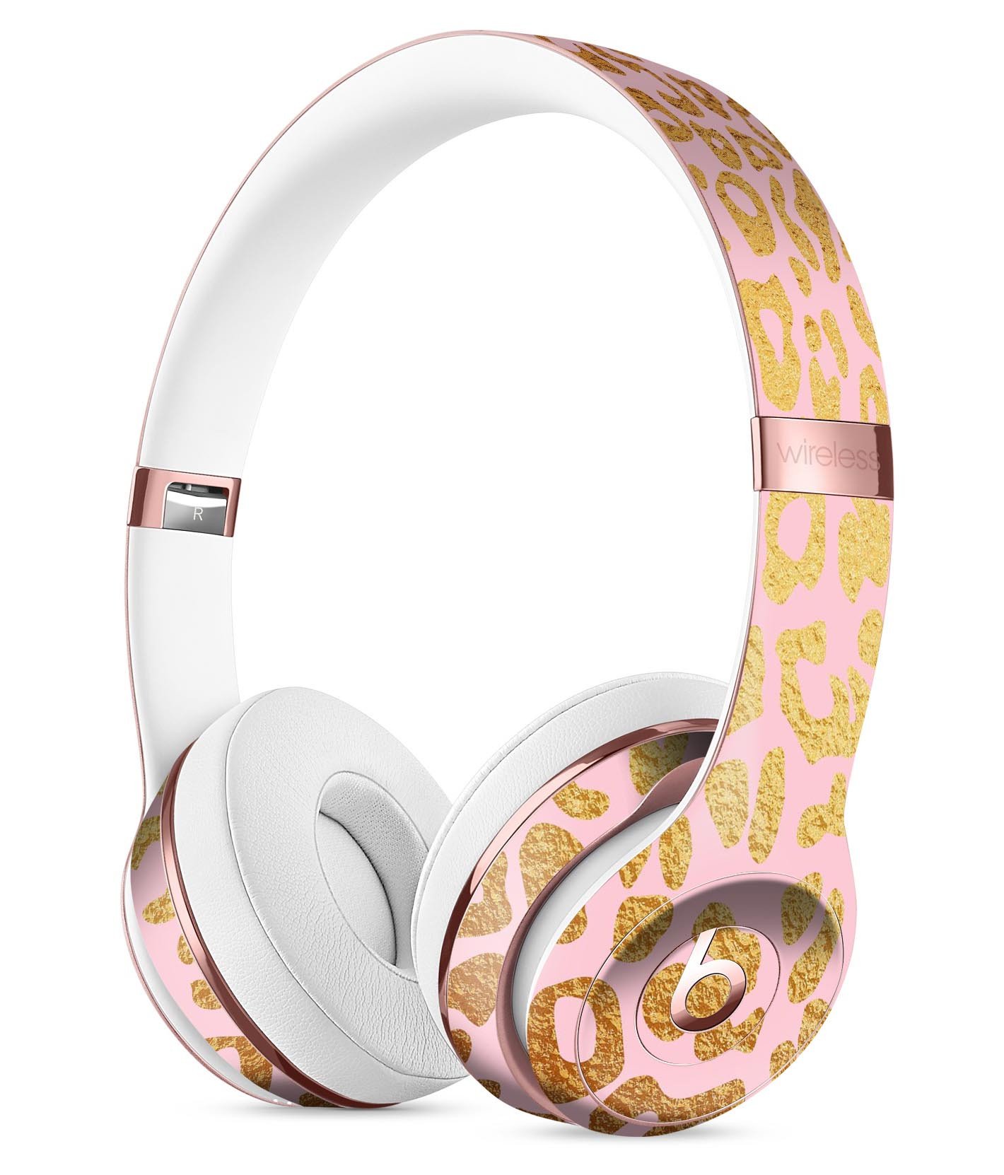 Pink Gold Flaked Animal v3 Full-Body Skin Kit for Beats by Dre Solo 3 Wireless Headphones, showcasing a vibrant and stylish design.