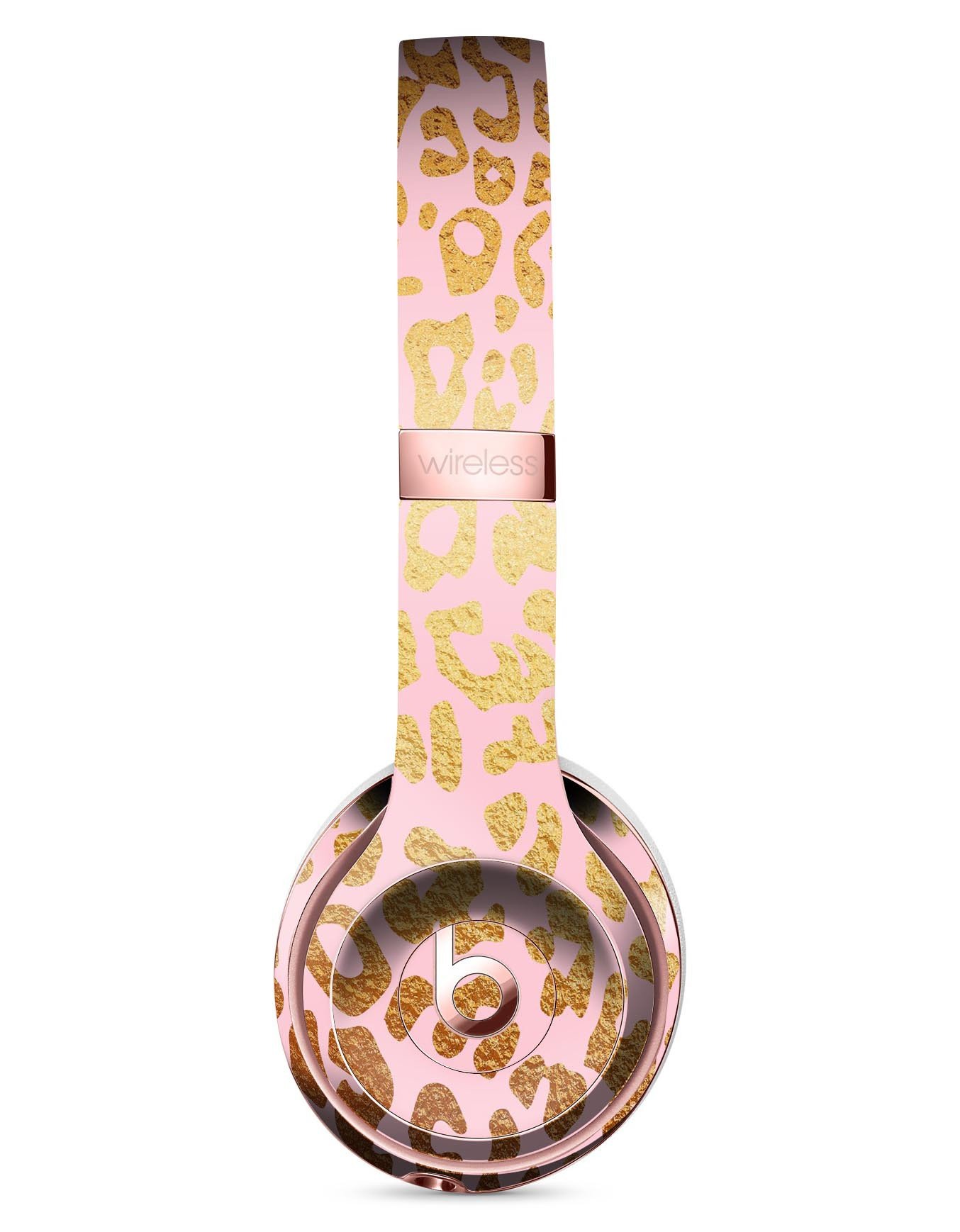 Pink Gold Flaked Animal v3 Full-Body Skin Kit for Beats by Dre Solo 3 Wireless Headphones, showcasing a vibrant and stylish design.