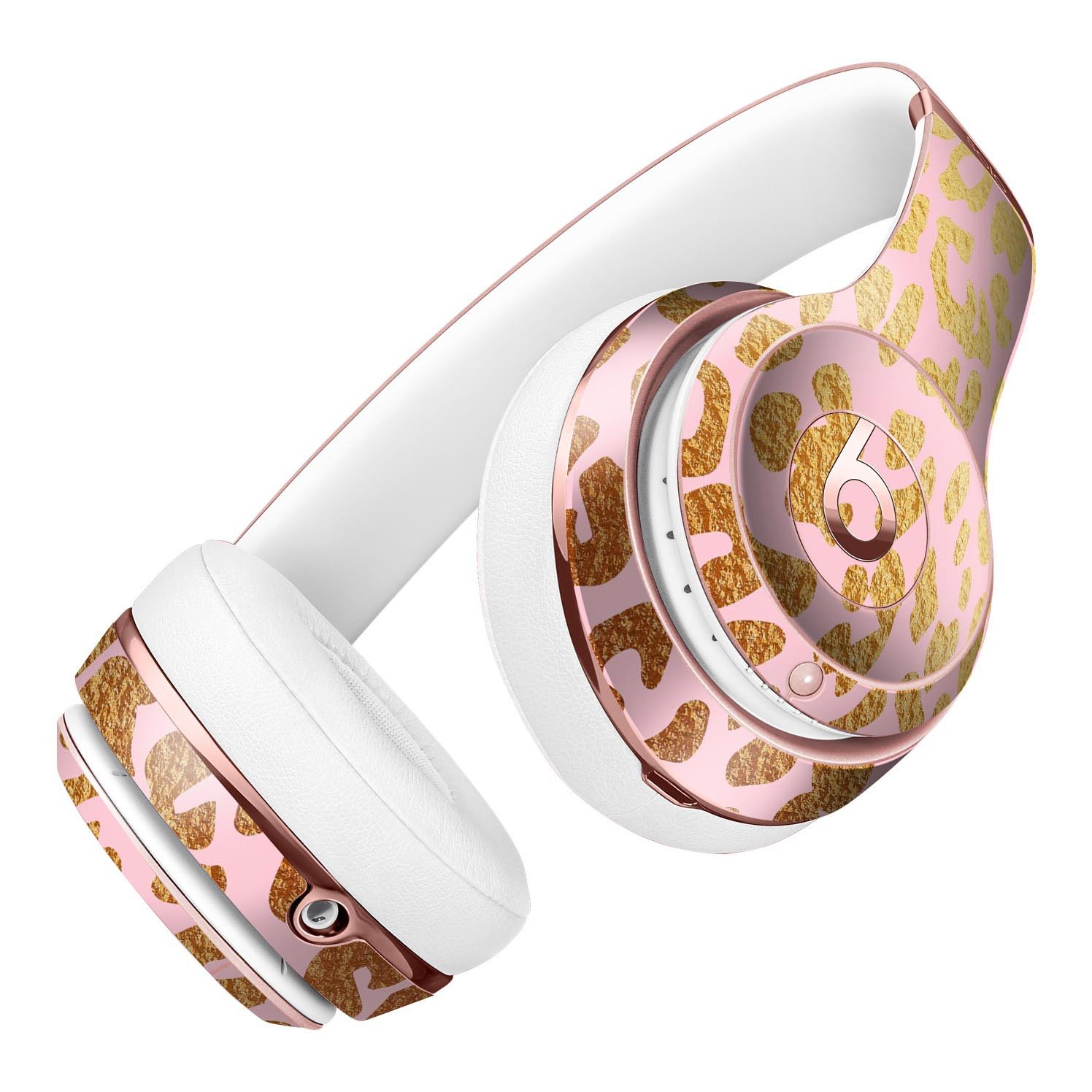 Pink Gold Flaked Animal v3 Full-Body Skin Kit for Beats by Dre Solo 3 Wireless Headphones, showcasing a vibrant and stylish design.