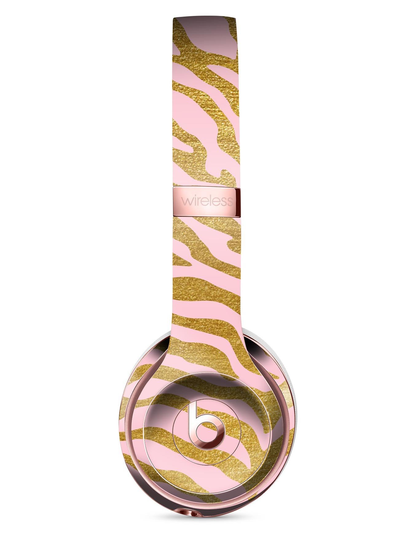 Pink Gold Flaked Animal Full-Body Skin Kit for Beats by Dre Solo 3 Wireless Headphones, showcasing a stylish design and premium quality.