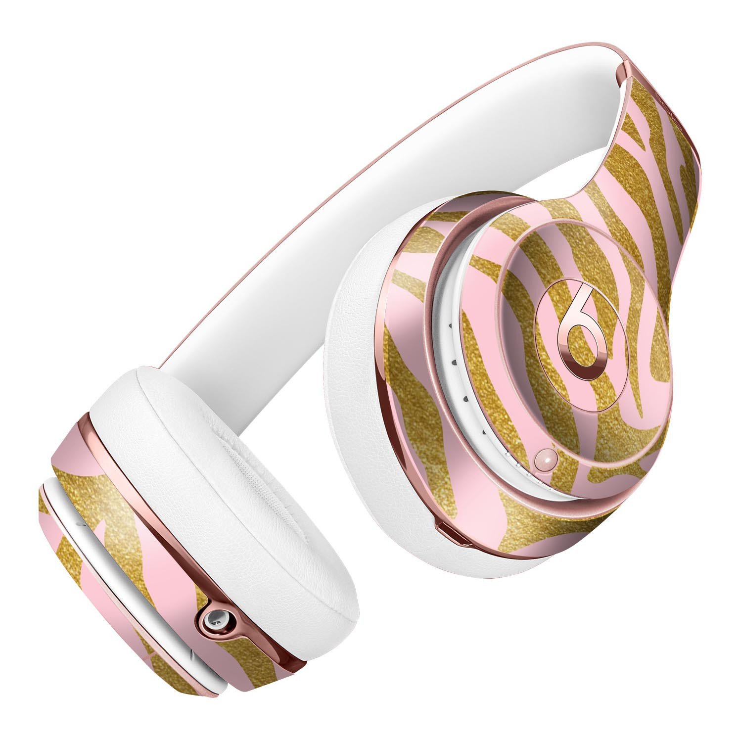Pink Gold Flaked Animal Full-Body Skin Kit for Beats by Dre Solo 3 Wireless Headphones, showcasing a stylish design and premium quality.
