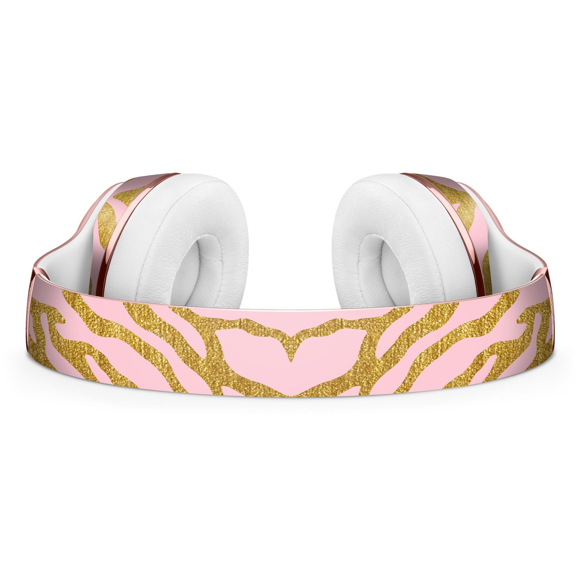 Pink Gold Flaked Animal Full-Body Skin Kit for Beats by Dre Solo 3 Wireless Headphones, showcasing a stylish design and premium quality.