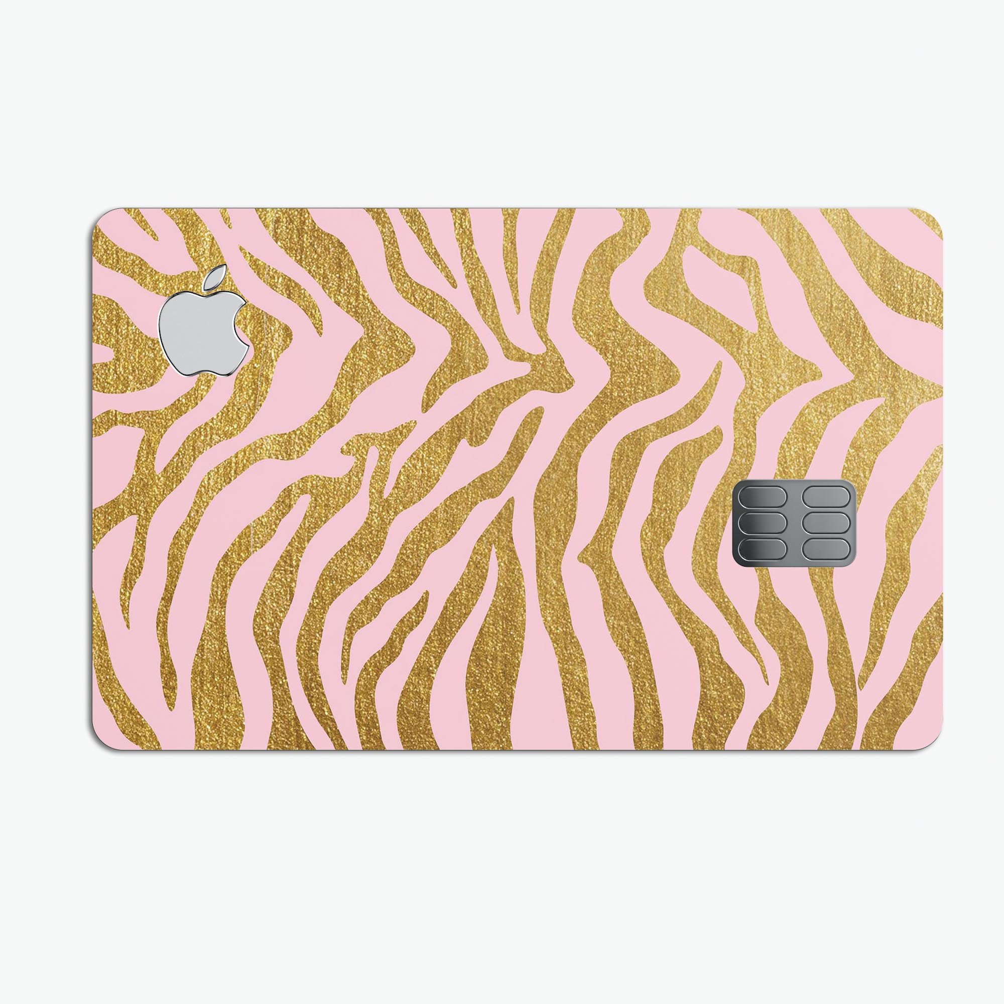 Pink Gold Flaked Animal v4 decal skin for Apple Card, showcasing premium vinyl design with a glossy finish.
