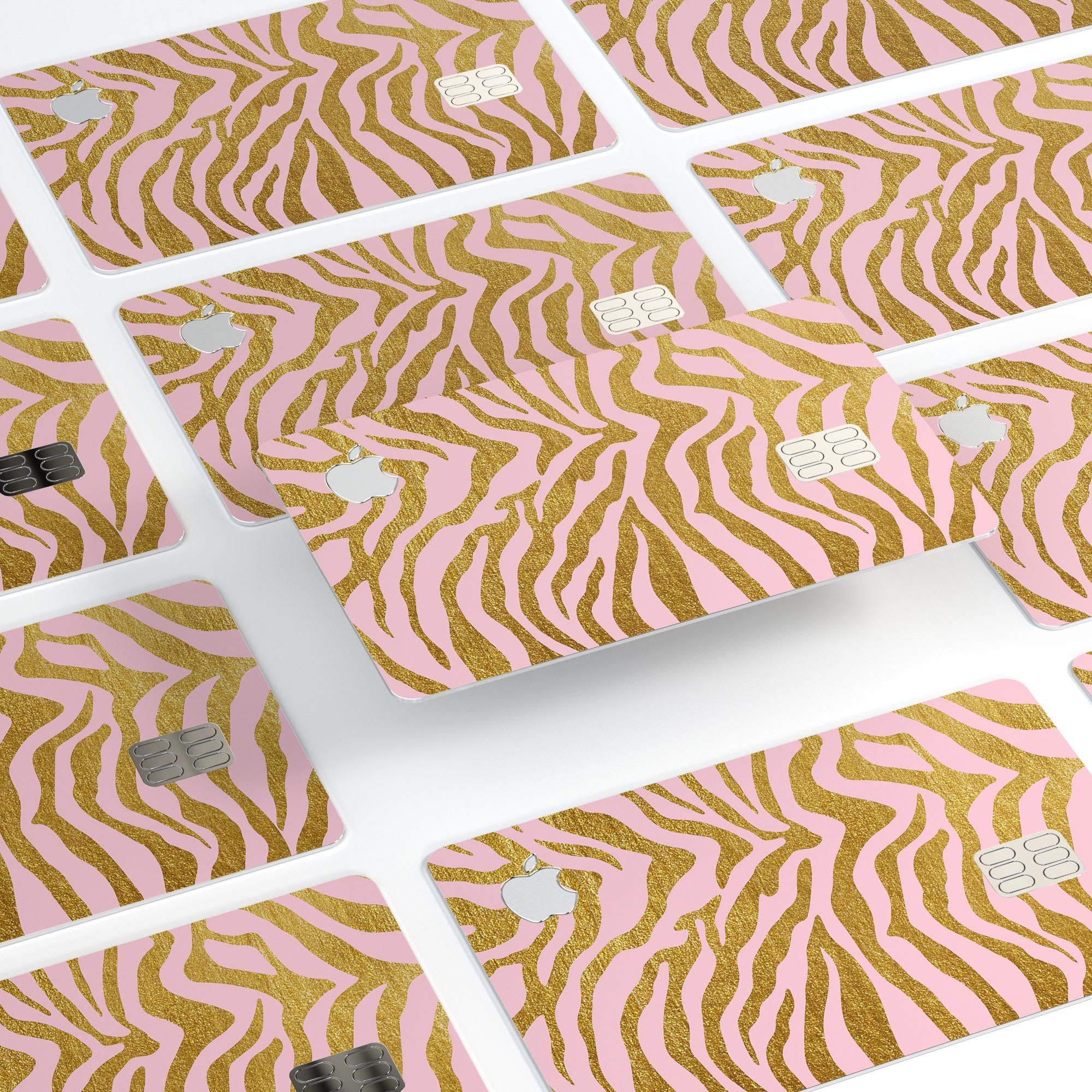 Pink Gold Flaked Animal v4 decal skin for Apple Card, showcasing premium vinyl design with a glossy finish.