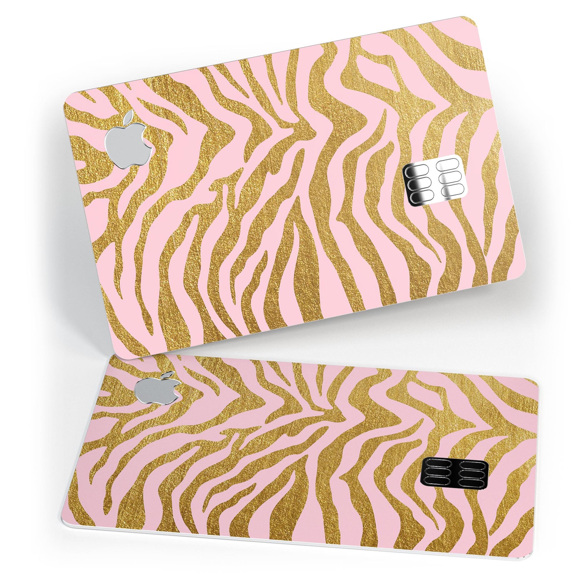 Pink Gold Flaked Animal v4 decal skin for Apple Card, showcasing premium vinyl design with a glossy finish.