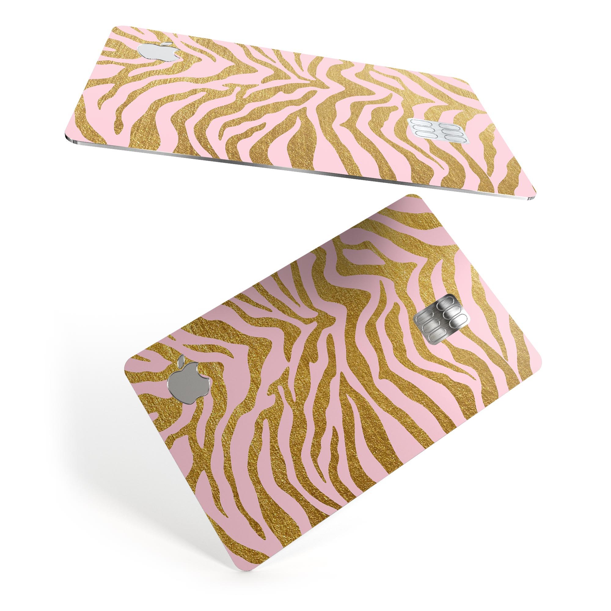 Pink Gold Flaked Animal v4 decal skin for Apple Card, showcasing premium vinyl design with a glossy finish.