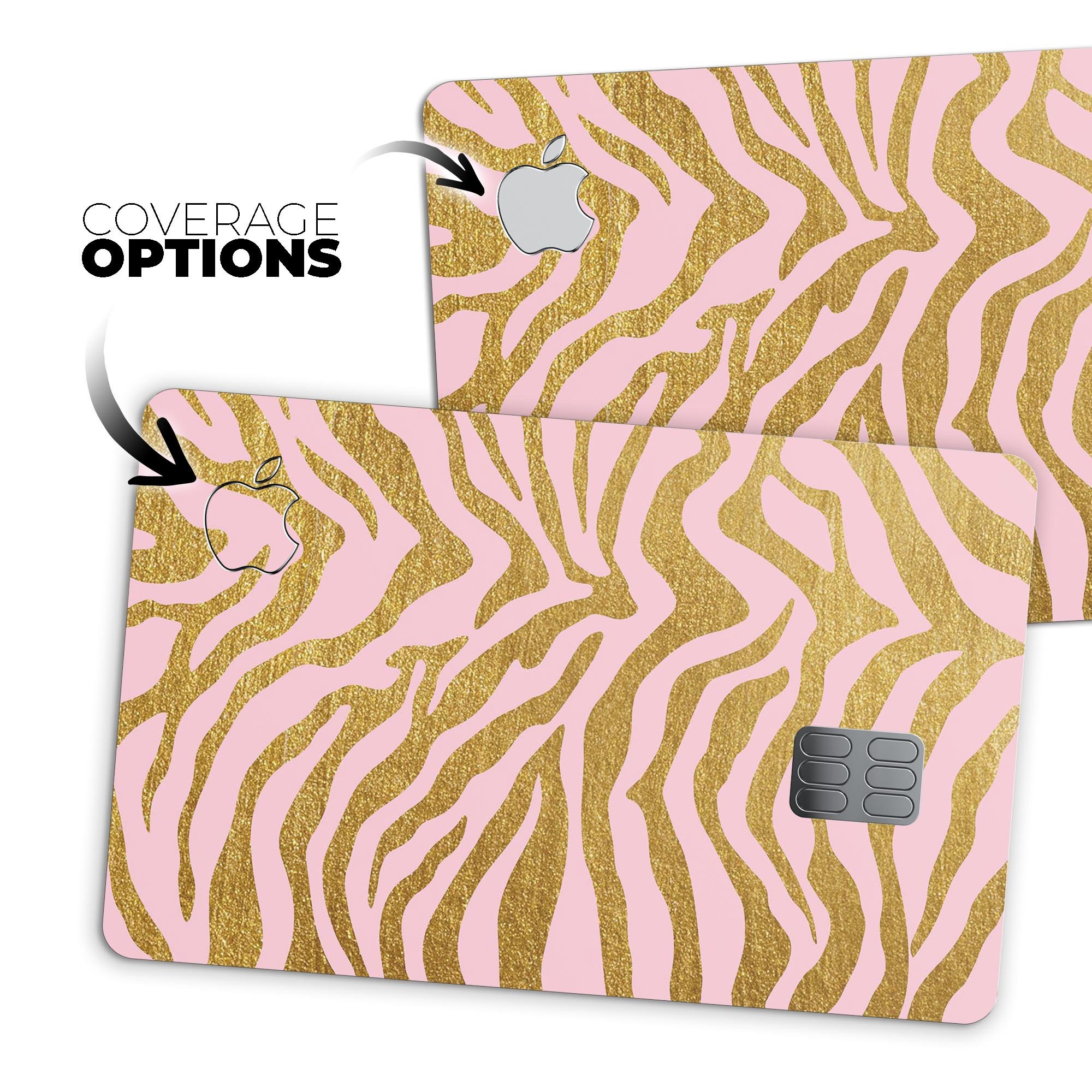 Pink Gold Flaked Animal v4 decal skin for Apple Card, showcasing premium vinyl design with a glossy finish.