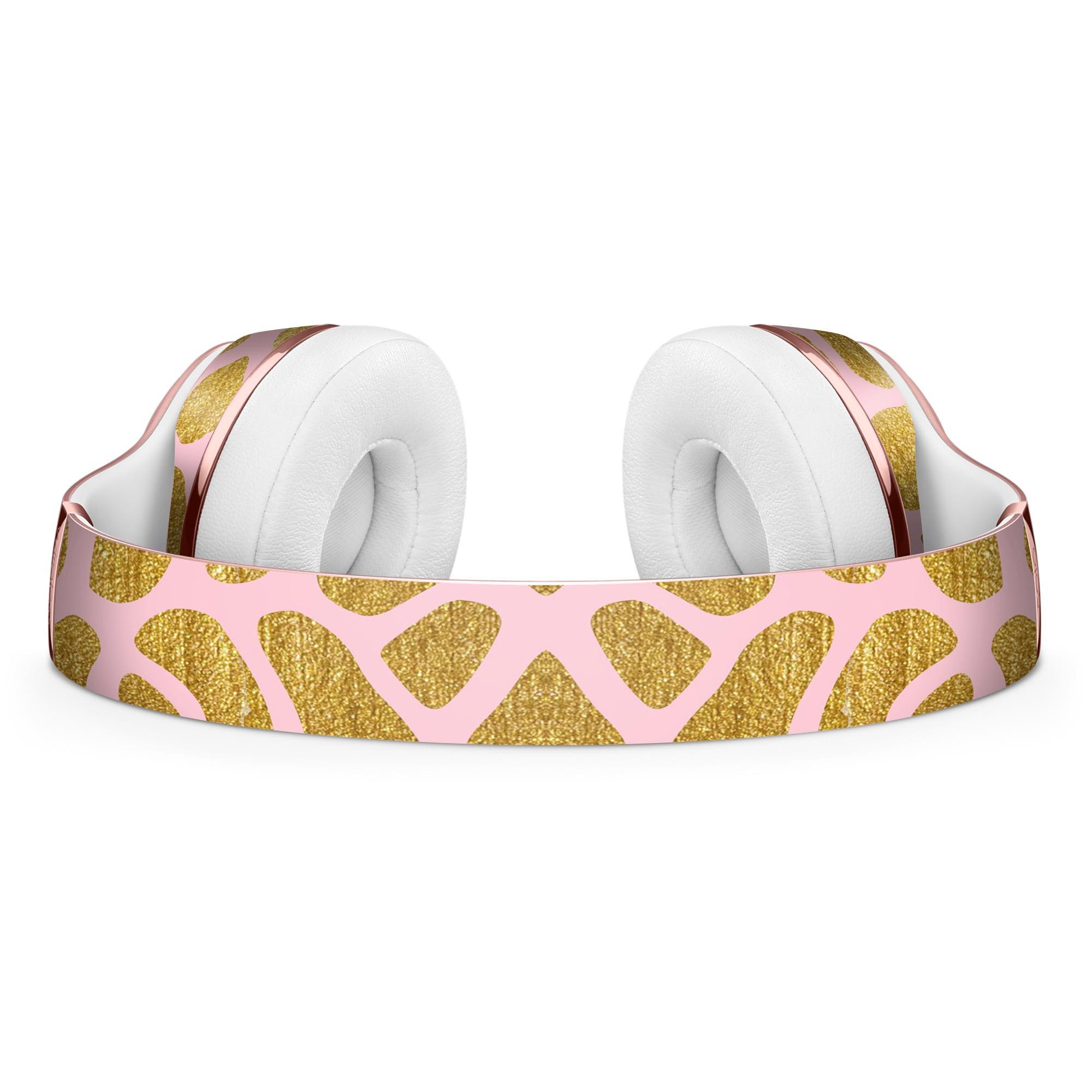 Pink Gold Flaked Animal v7 Full-Body Skin Kit for Beats by Dre Solo 3 Wireless Headphones, showcasing a stylish design and premium vinyl material.