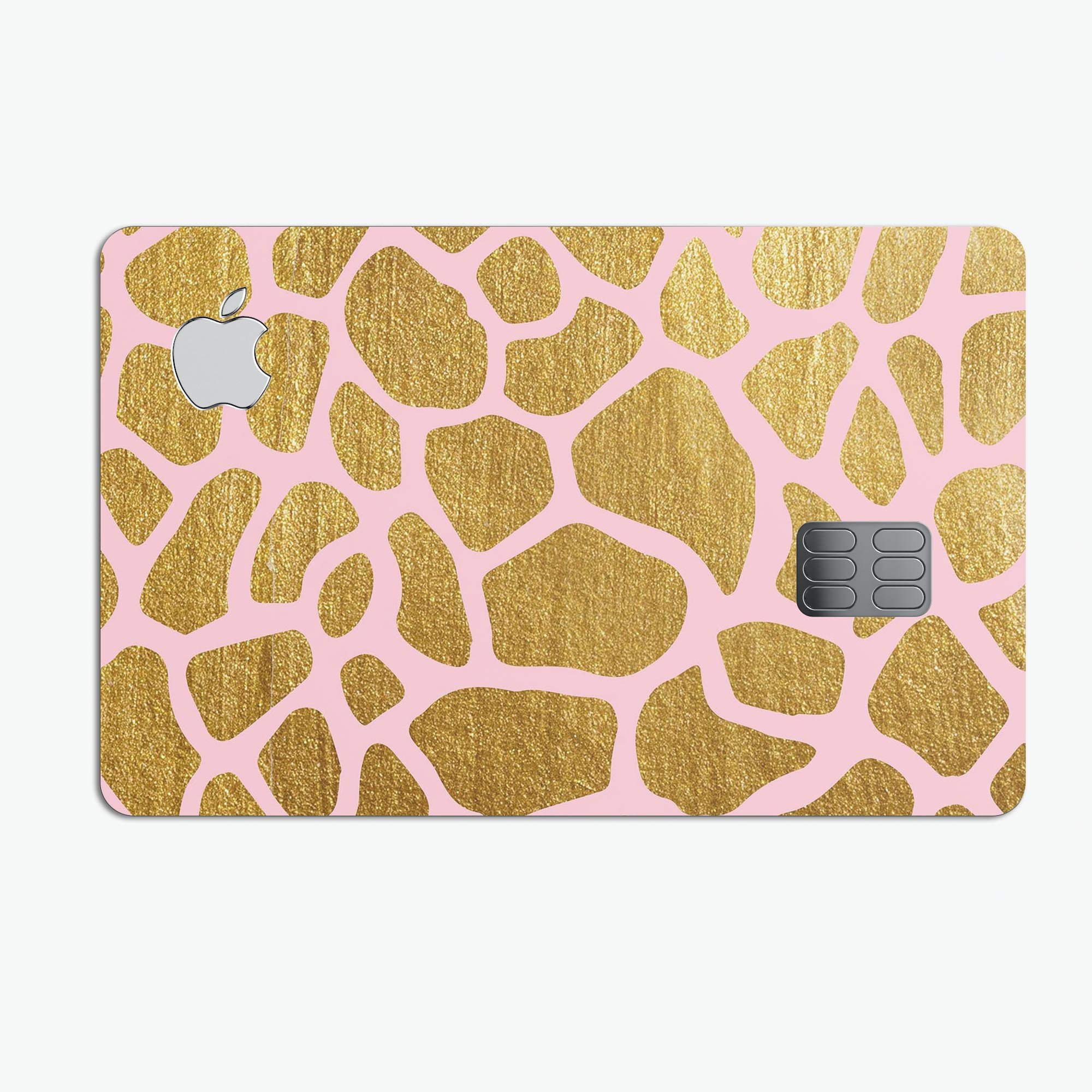 Pink Gold Flaked Animal v7 decal skin for Apple Card, showcasing a stylish design with premium vinyl material.