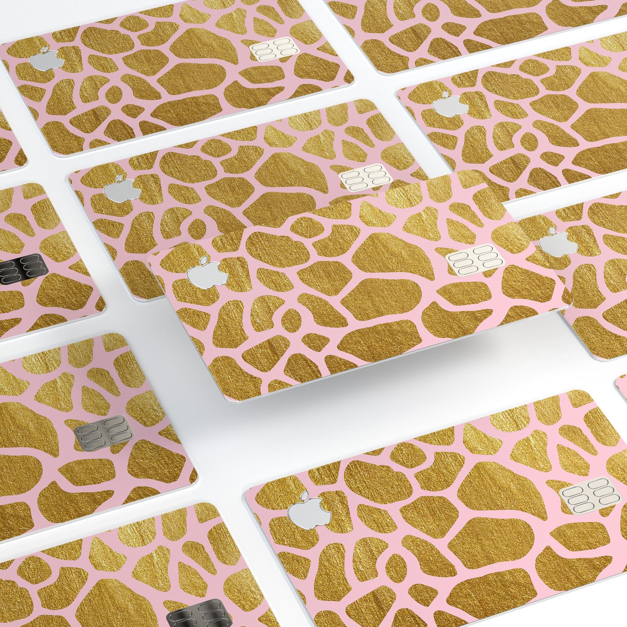 Pink Gold Flaked Animal v7 decal skin for Apple Card, showcasing a stylish design with premium vinyl material.