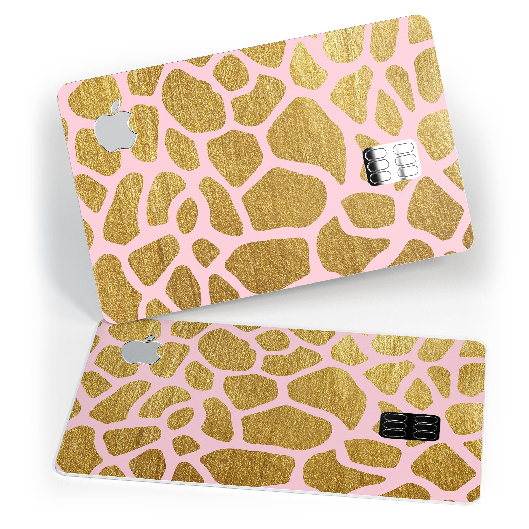 Pink Gold Flaked Animal v7 decal skin for Apple Card, showcasing a stylish design with premium vinyl material.