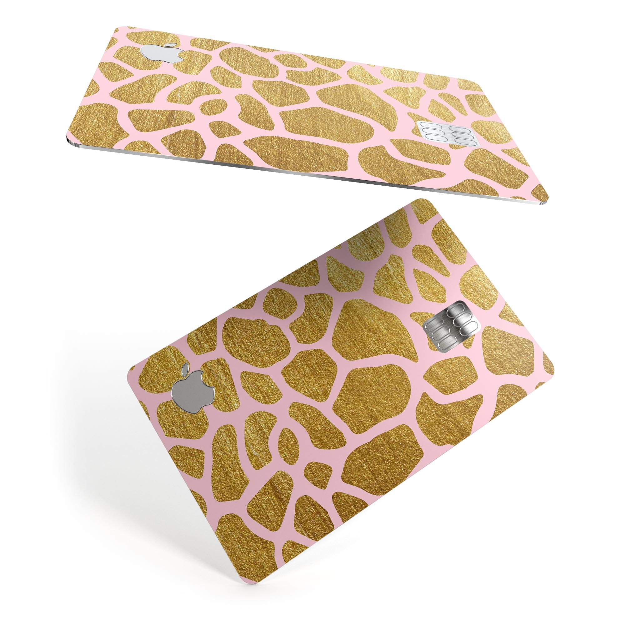 Pink Gold Flaked Animal v7 decal skin for Apple Card, showcasing a stylish design with premium vinyl material.
