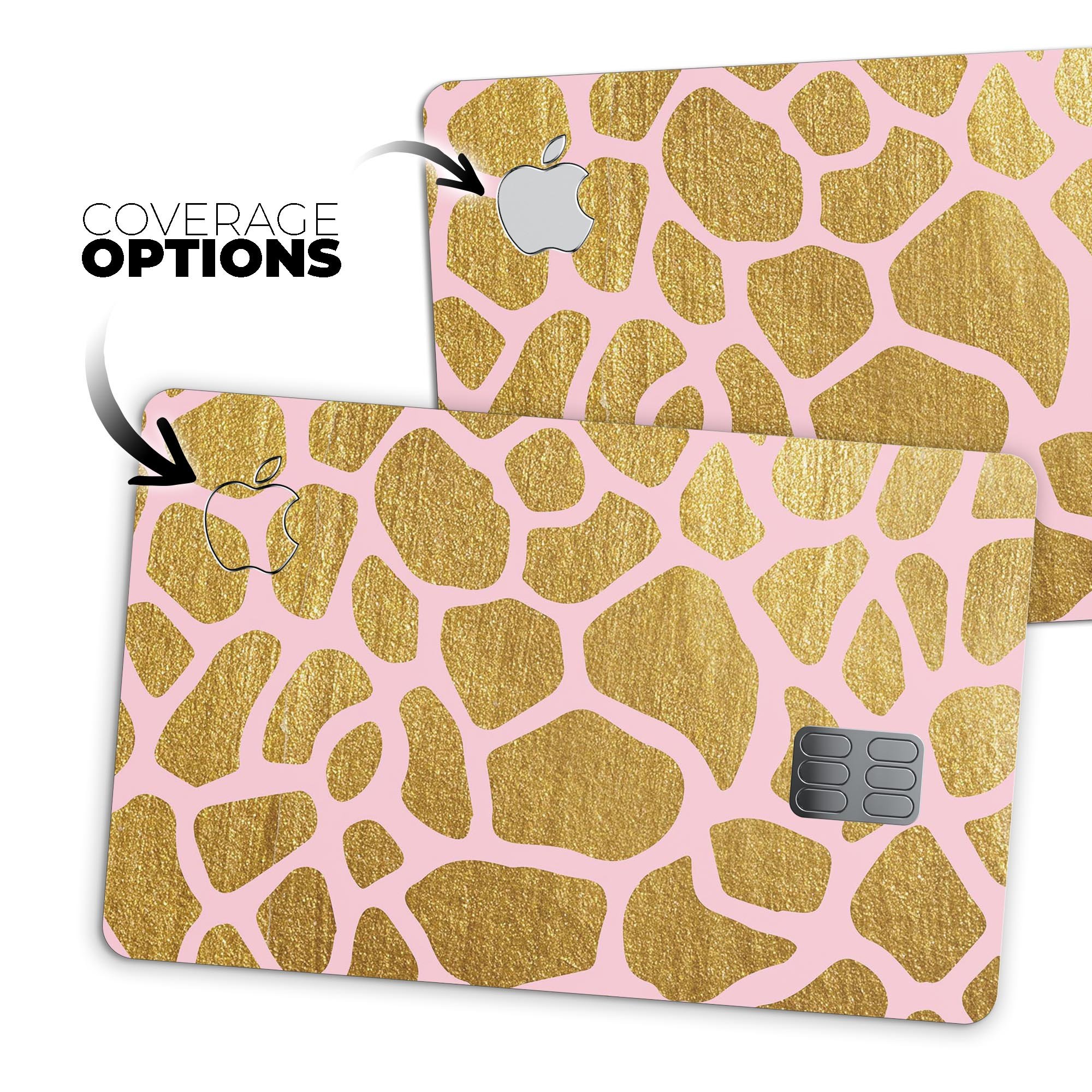 Pink Gold Flaked Animal v7 decal skin for Apple Card, showcasing a stylish design with premium vinyl material.