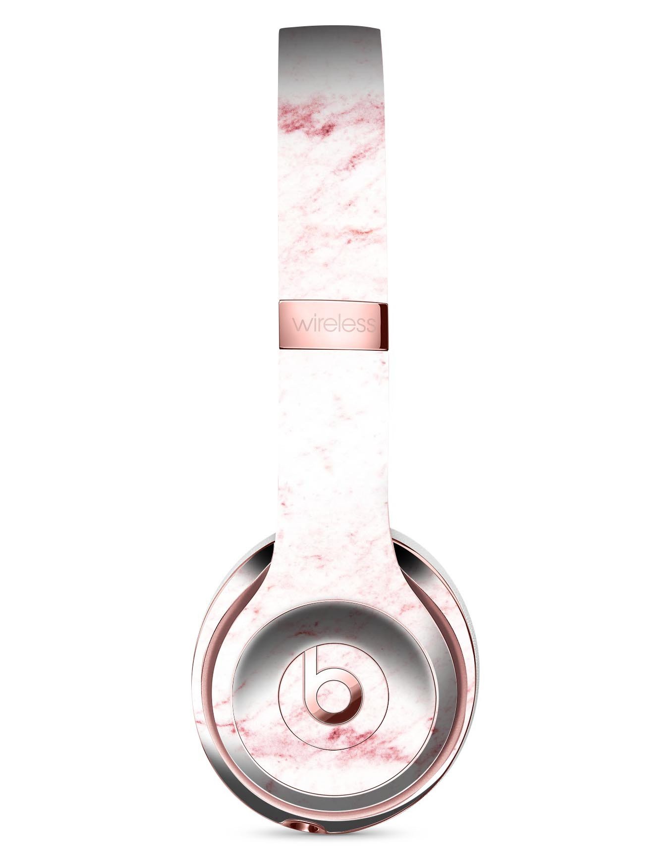 Pink Red Marble Surface Full-Body Skin Kit for Beats by Dre Solo 3 Wireless Headphones, showcasing vibrant colors and a sleek design.