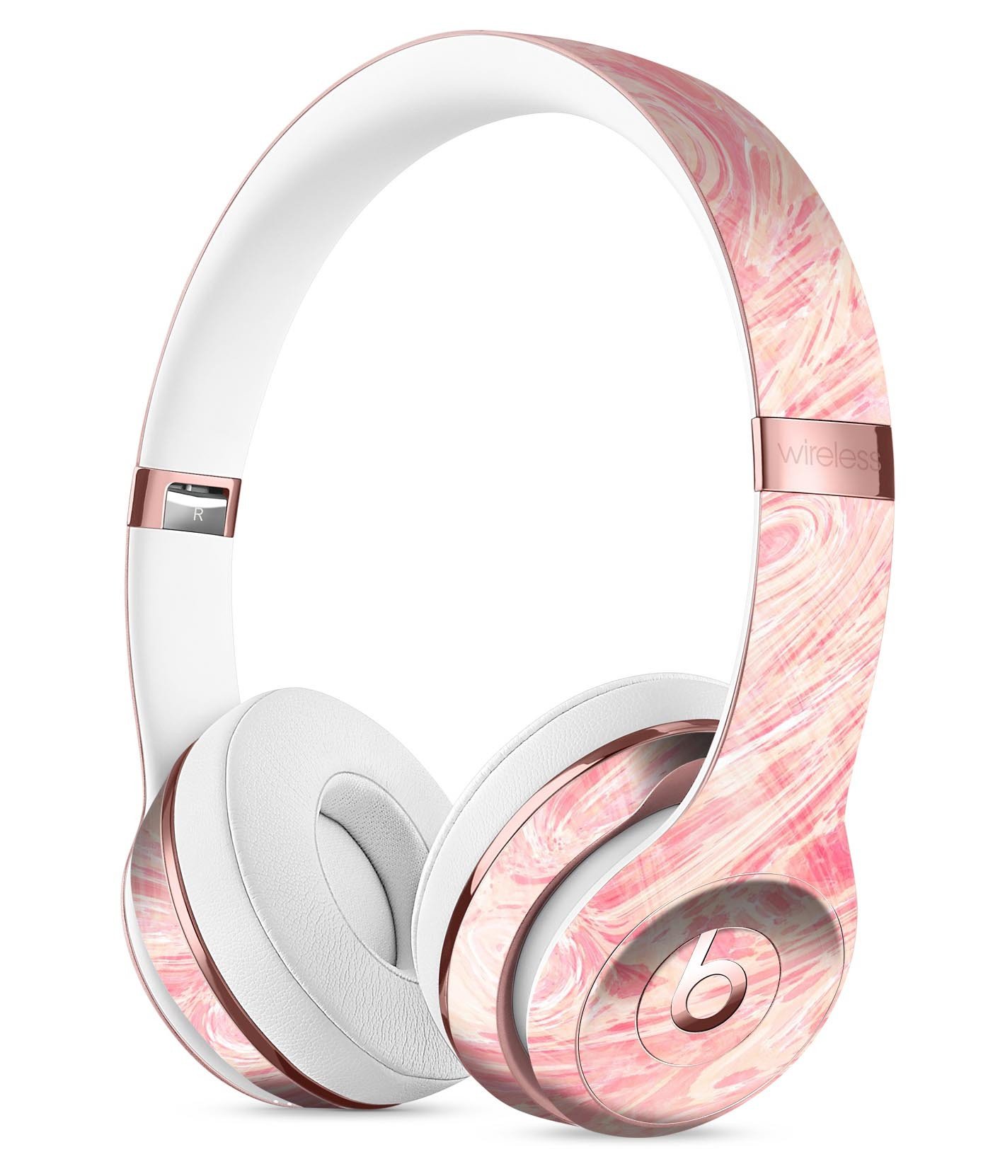 Pink Slate Marble Surface V42 Full-Body Skin Kit for Beats by Dre Solo 3 Wireless Headphones, showcasing a stylish marble design.