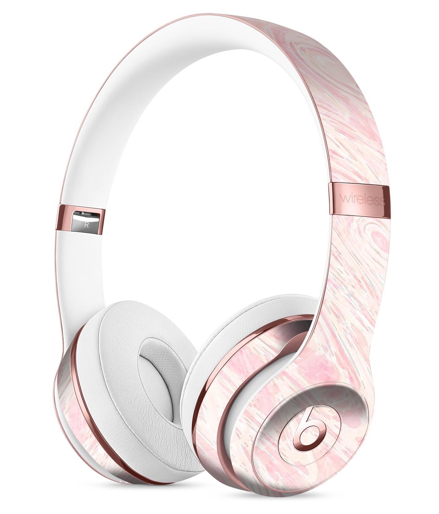 Pink Slate Marble Surface V43 Full-Body Skin Kit for Beats by Dre Solo 3 Wireless Headphones, showcasing a stylish marble design.
