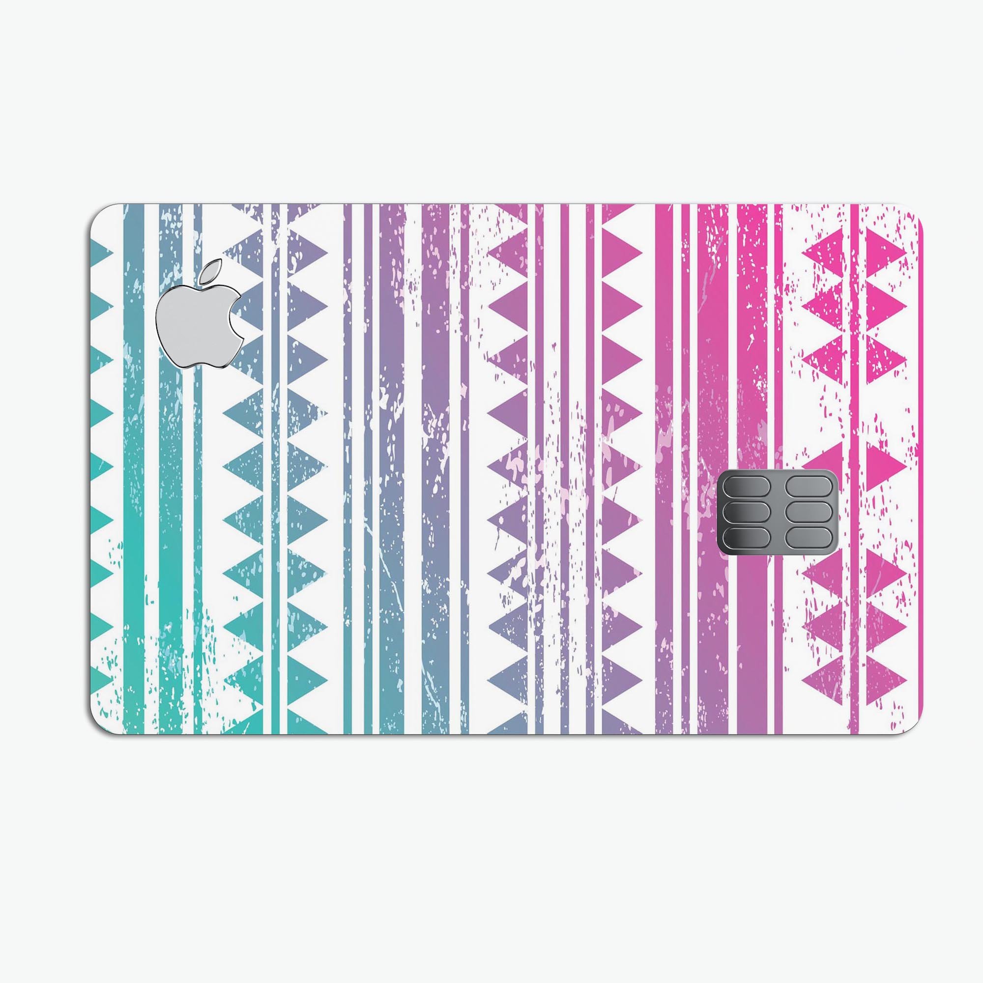Pink to Green Gradient Hipster Pattern decal for Apple Card, showcasing vibrant colors and premium vinyl material.