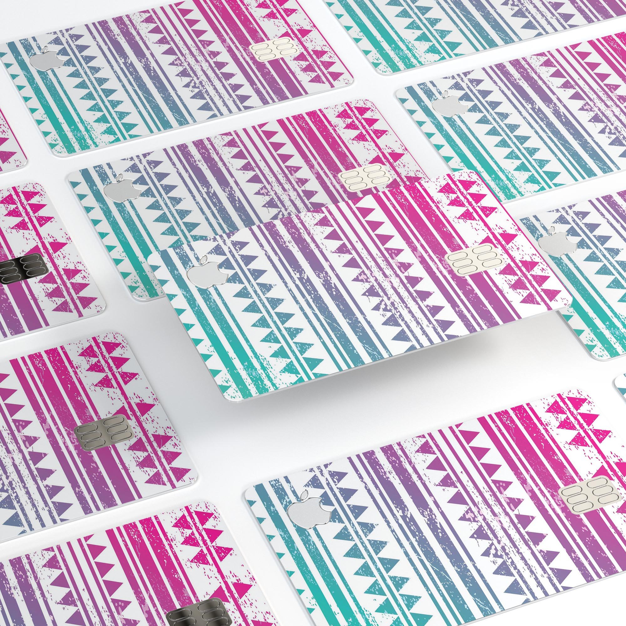 Pink to Green Gradient Hipster Pattern decal for Apple Card, showcasing vibrant colors and premium vinyl material.