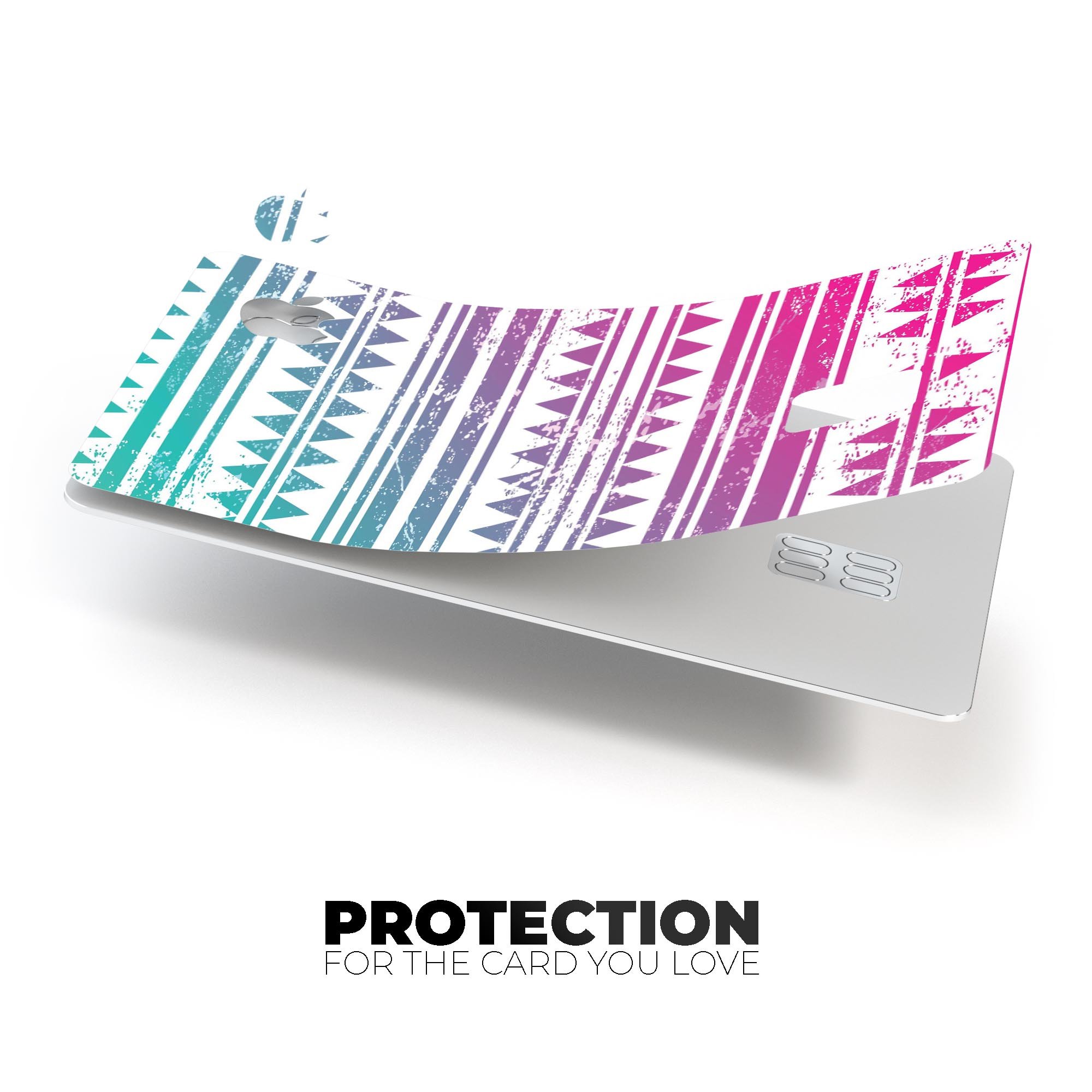 Pink to Green Gradient Hipster Pattern decal for Apple Card, showcasing vibrant colors and premium vinyl material.