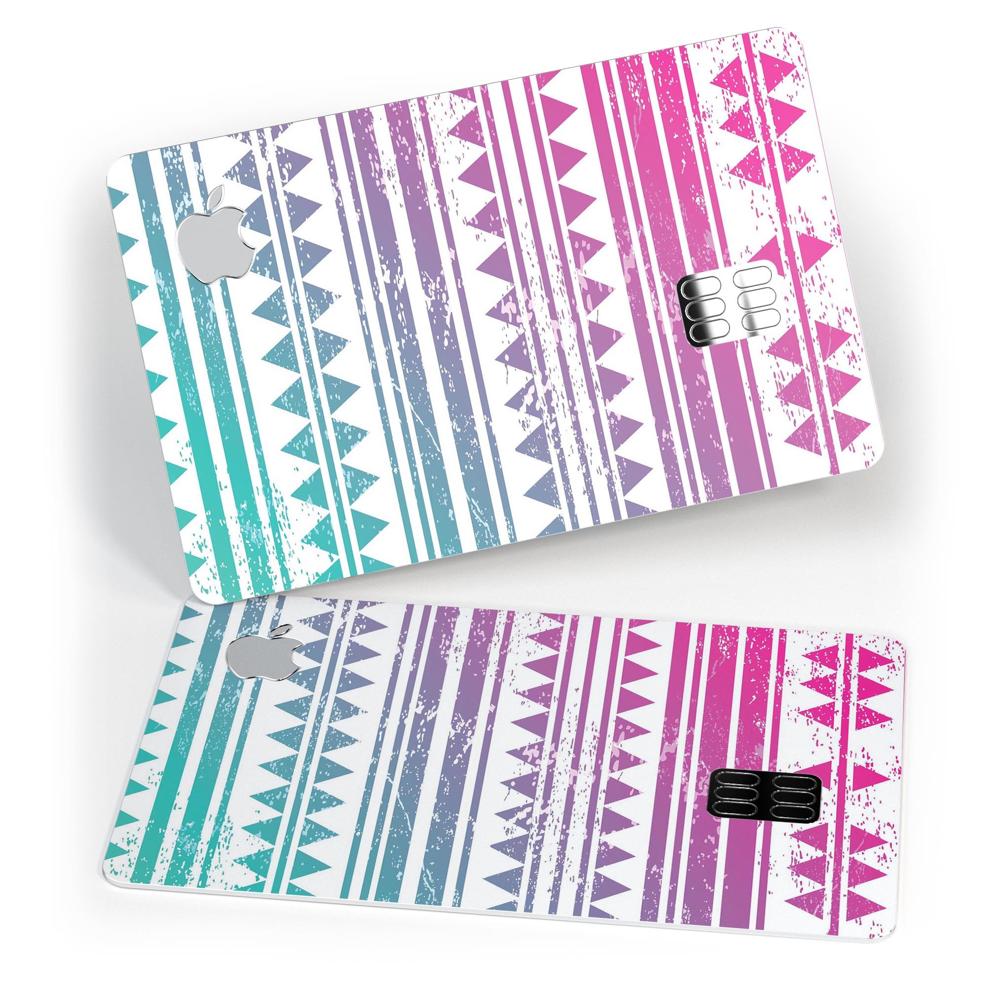 Pink to Green Gradient Hipster Pattern decal for Apple Card, showcasing vibrant colors and premium vinyl material.