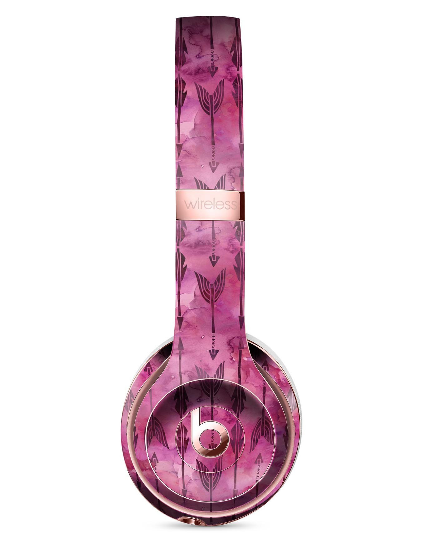 Pink Tribal Arrow Pattern Full-Body Skin Kit for Beats by Dre Solo 3 Wireless Headphones, showcasing vibrant design and precise fit.