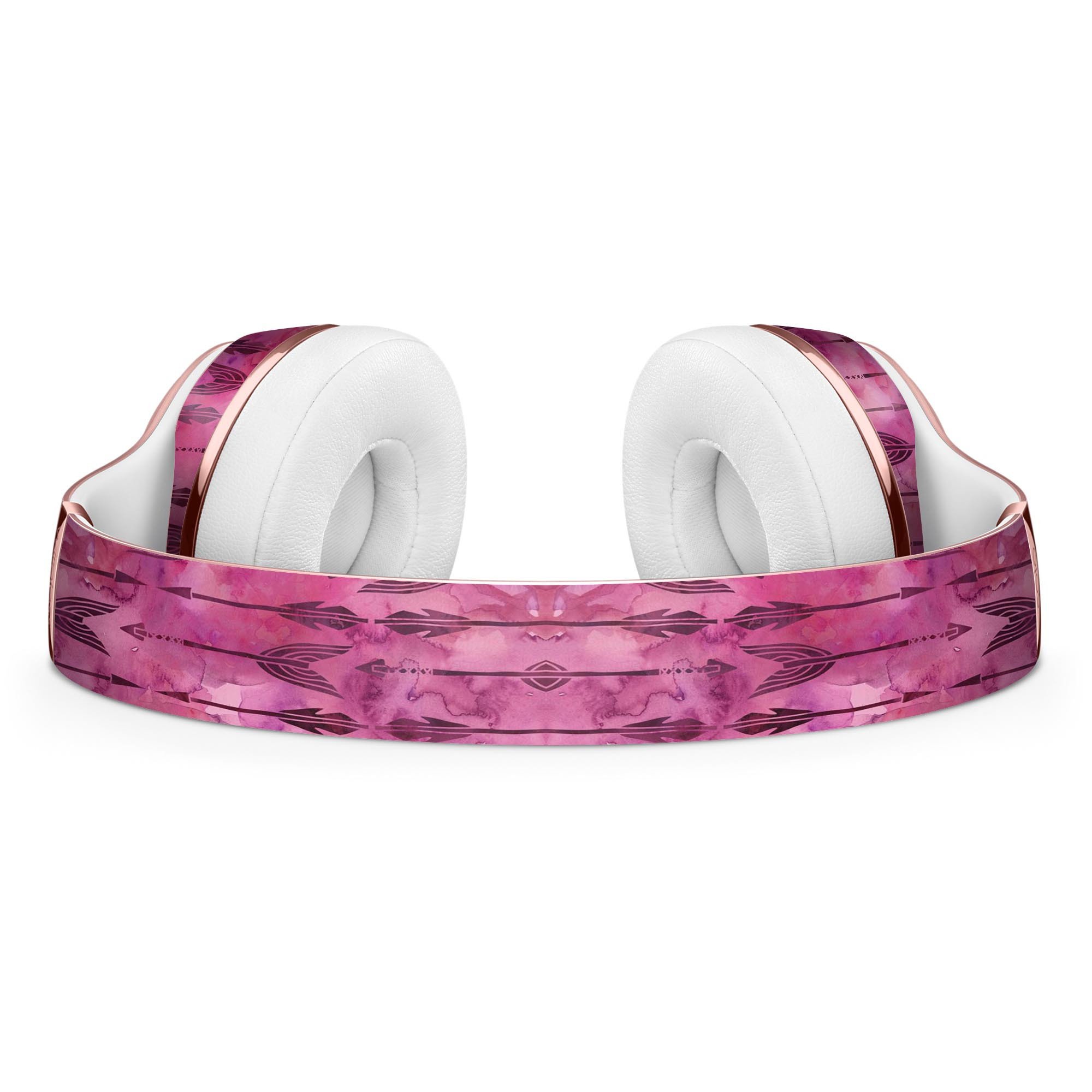 Pink Tribal Arrow Pattern Full-Body Skin Kit for Beats by Dre Solo 3 Wireless Headphones, showcasing vibrant design and precise fit.