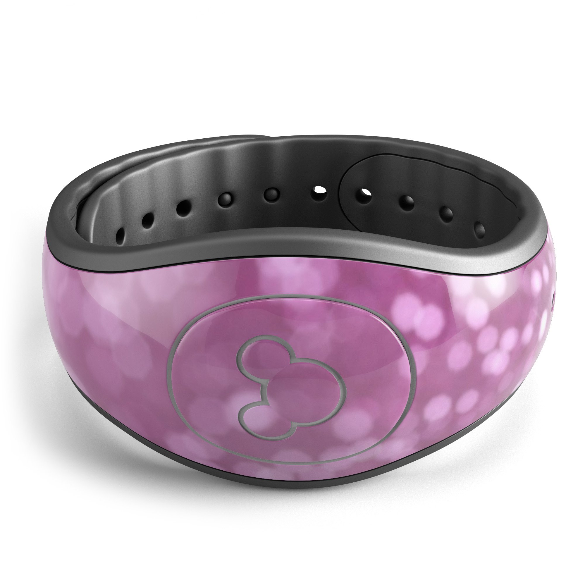 Pink Unfocused Glimmer decal skin wrap kit for Disney Magic Band, showcasing a stylish design with a glimmering finish.