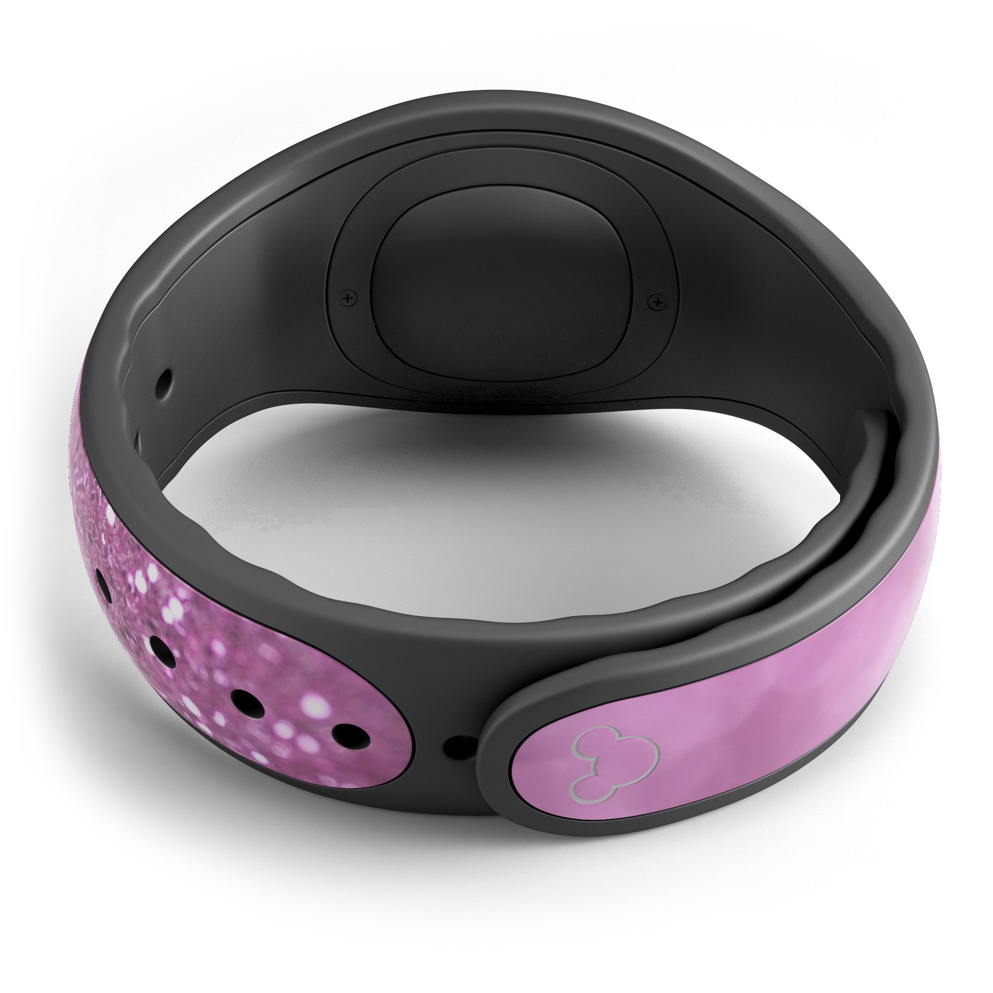 Pink Unfocused Glimmer decal skin wrap kit for Disney Magic Band, showcasing a stylish design with a glimmering finish.