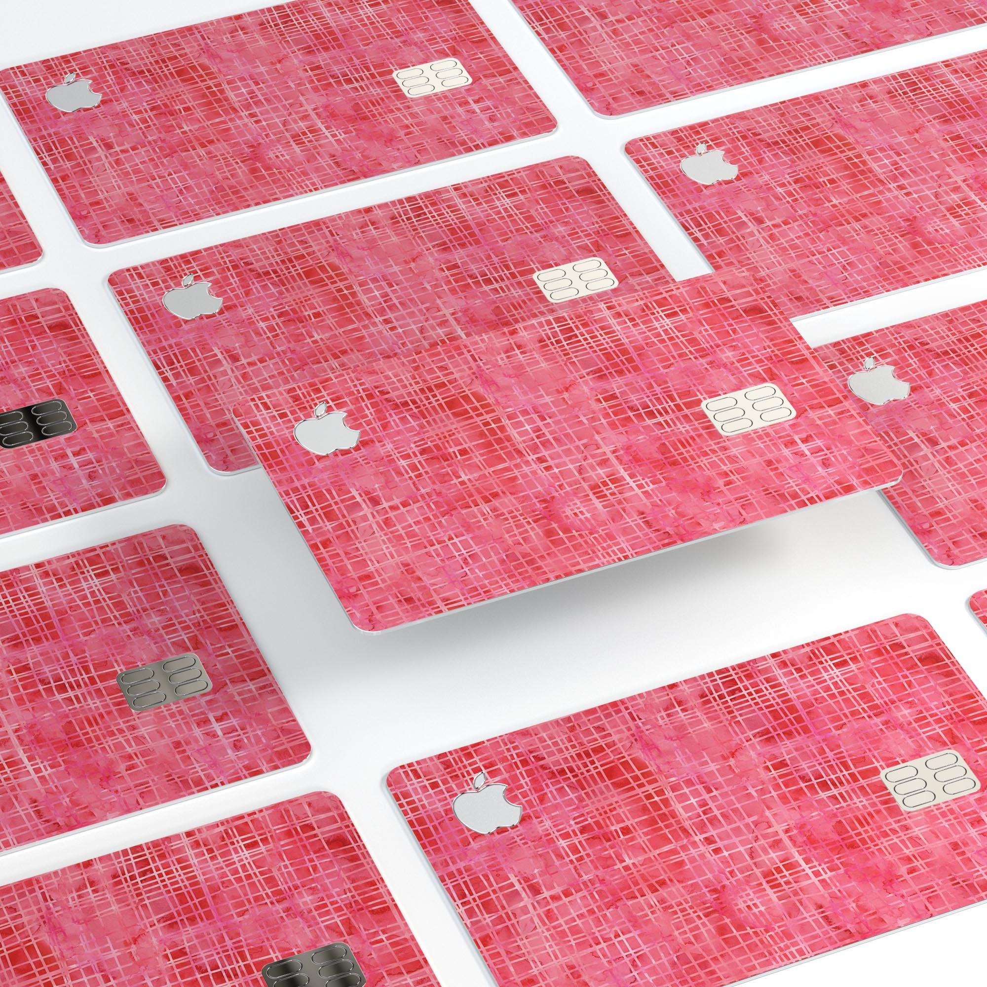 Pink Watercolor Cross Hatch decal skin for Apple Card, showcasing vibrant colors and a stylish design.