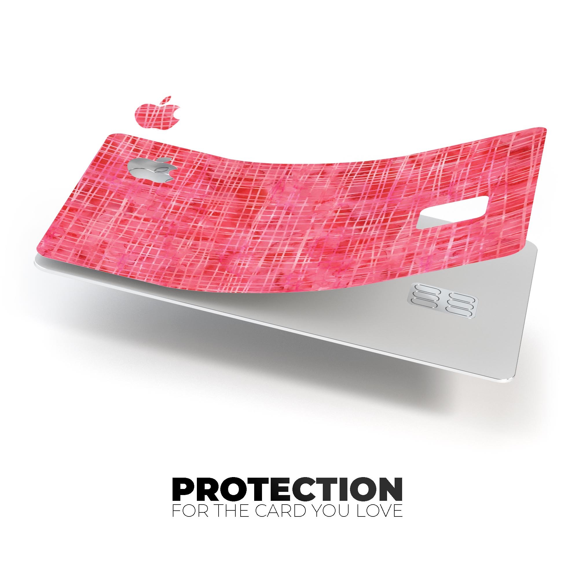 Pink Watercolor Cross Hatch decal skin for Apple Card, showcasing vibrant colors and a stylish design.