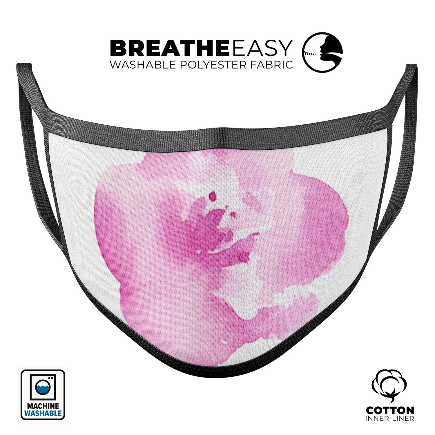 A stylish Pink Watercolor Hawaiian Flower mouth cover, showcasing vibrant colors and a comfortable design, perfect for daily use.